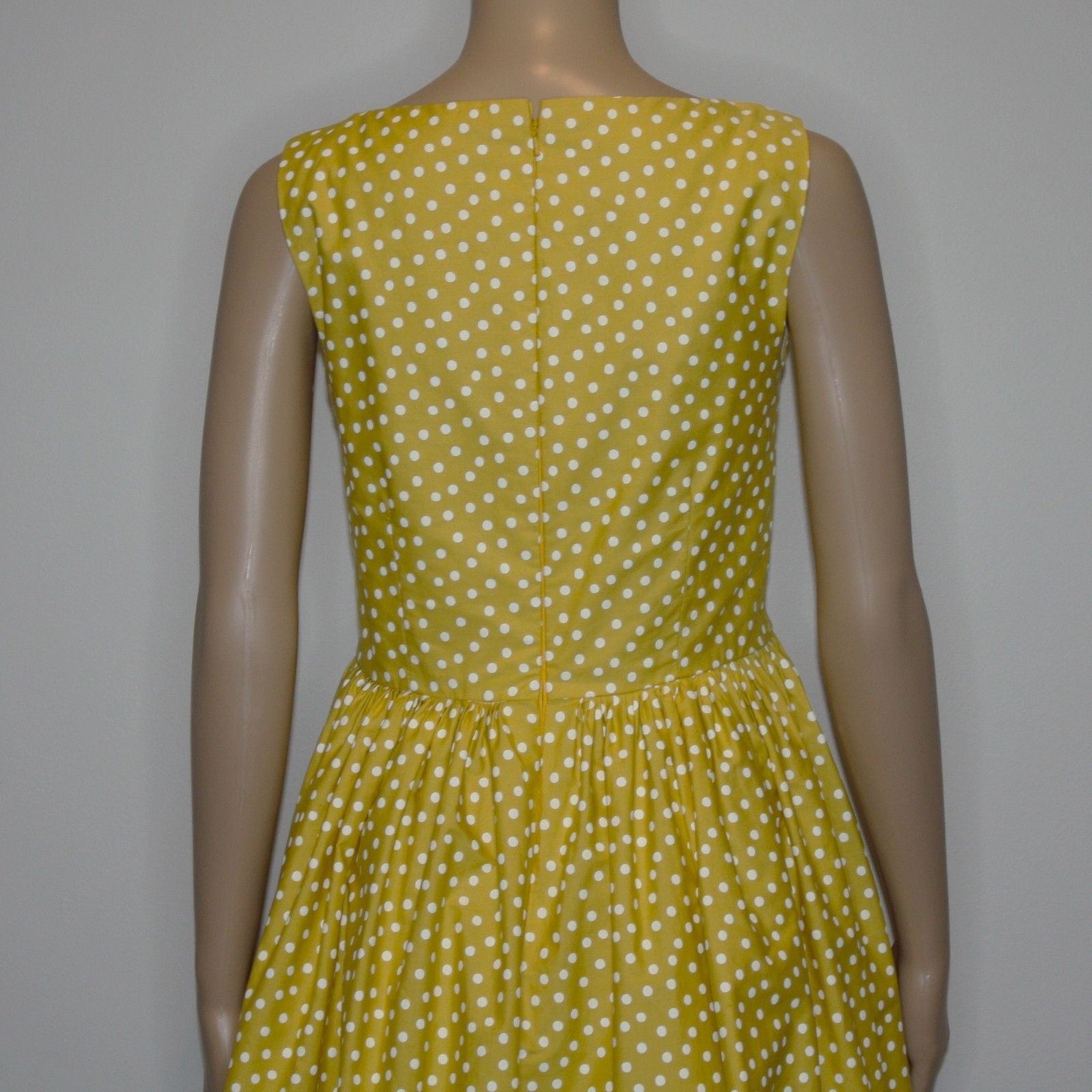 Other Retro Style Mustard Yellow with White Polka Dots Swing Dress Size S / US 4 / IT 40 - 8 Thumbnail
