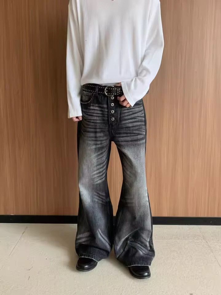 Japanese Brand Washed Baggy Wide Leg Denim Pants Streetwear Jeans Size US 30 / EU 46 - 2 Thumbnail