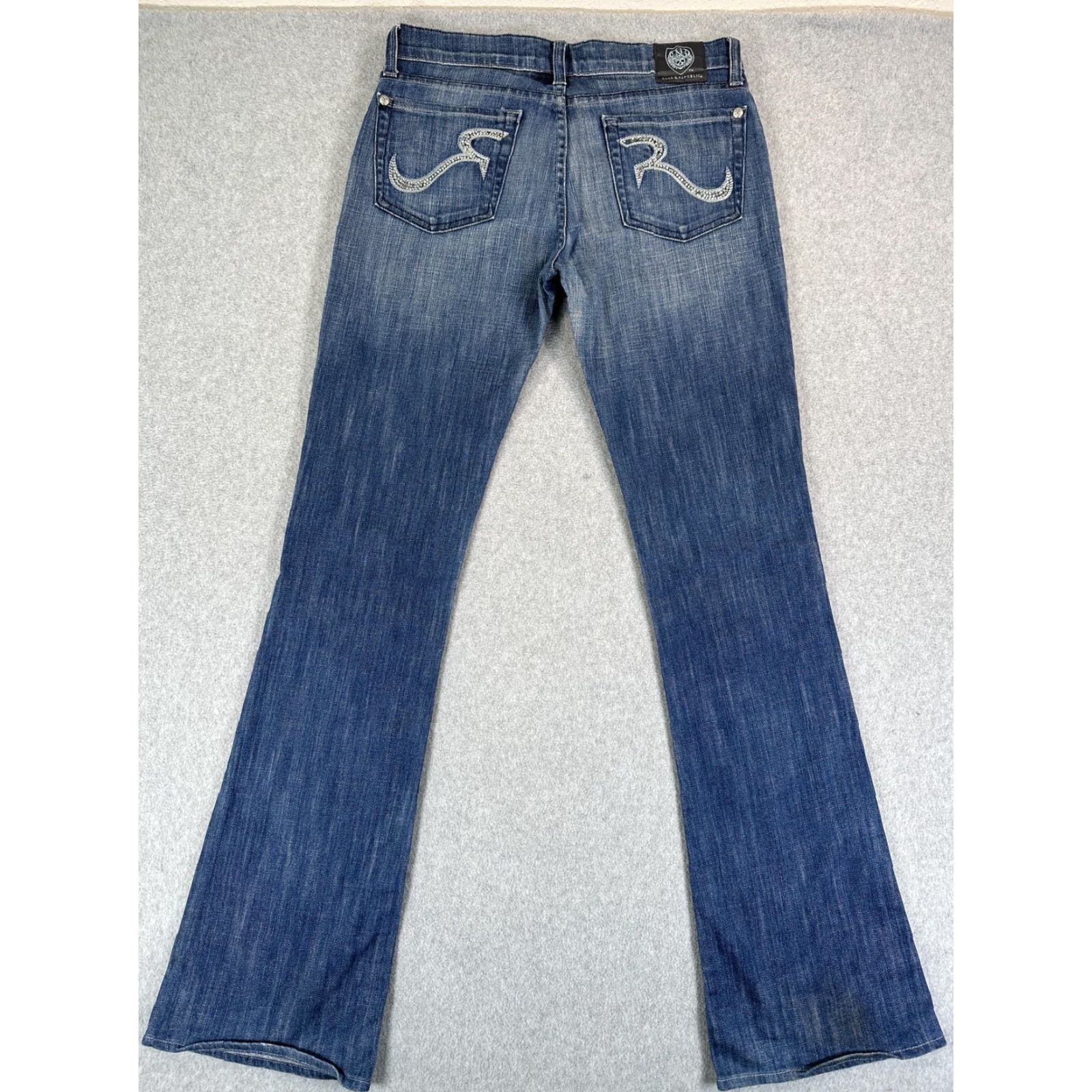 Vintage Rock & Republic Jeans Womens 27 Blue Bootcut Rhinestone Denim Medium Wash Size 27" / US 4 / IT 40 - 6 Thumbnail