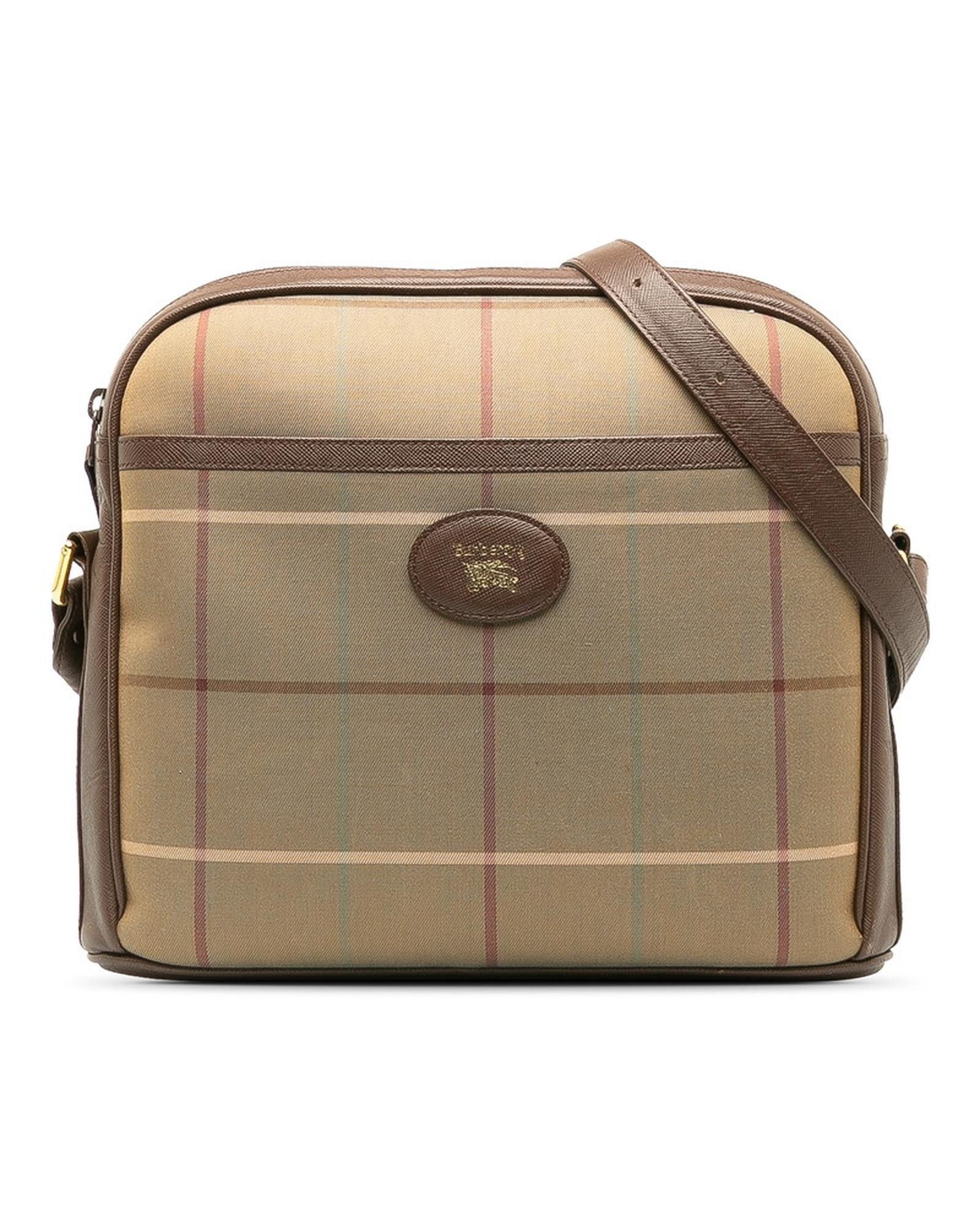 image of Vintage Check Crossbody Bag In Brown By Burberry, Women's
