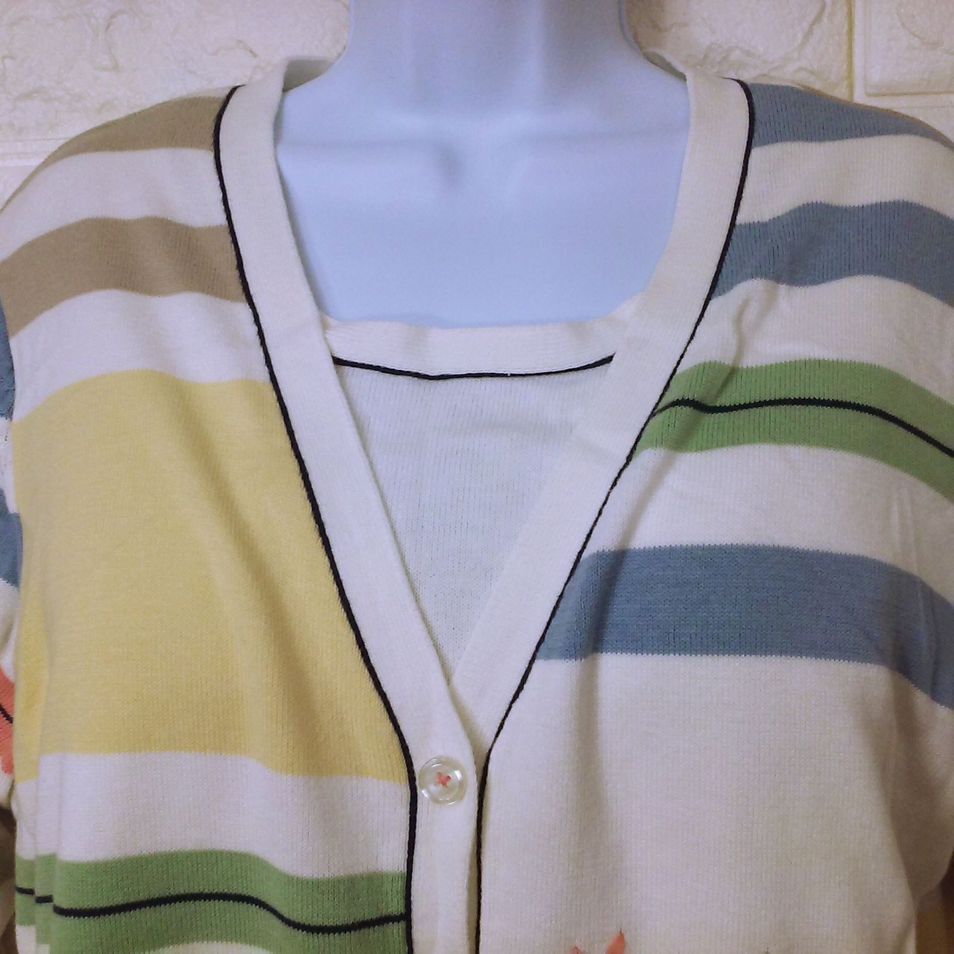 Vintage 90s Koret Knit Cardigan Top Novelty Sweater Striped Classic Size L / US 10 / IT 46 - 11 Preview