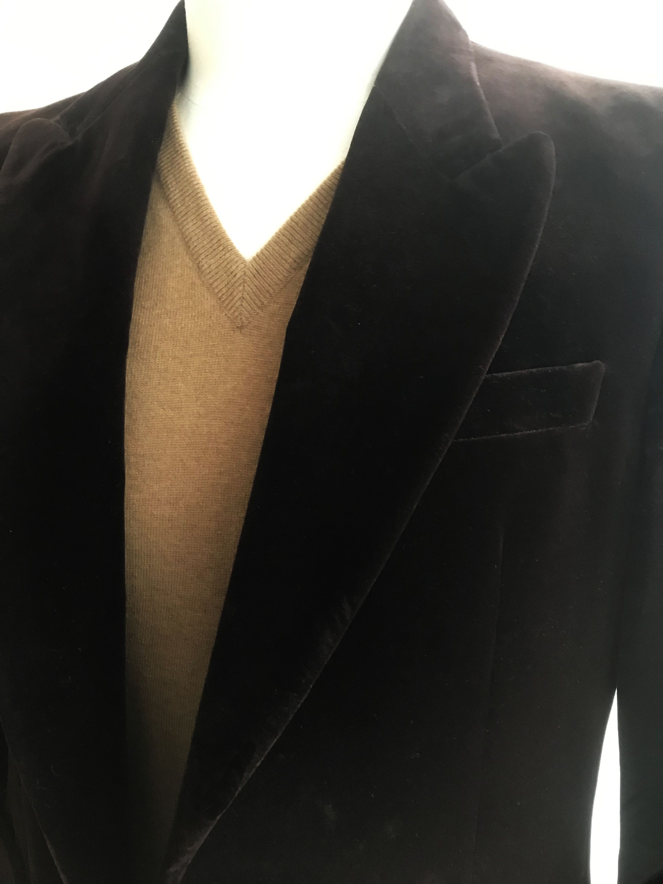 Maison Margiela Early 2000s Brown Velvet Blazer Size 50R - 3 Thumbnail