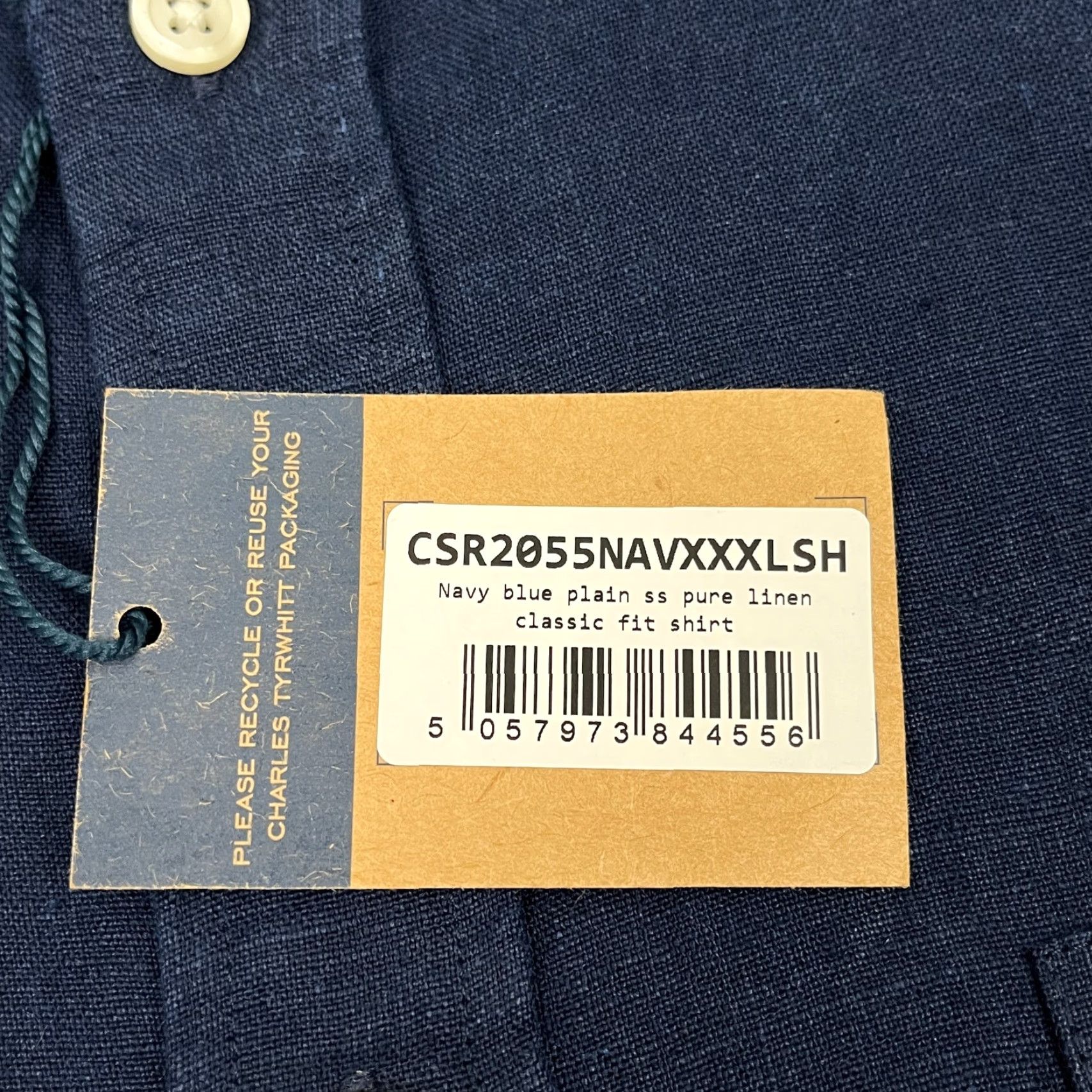 Charles Tyrwhitt Charles Tyrwhitt Shirt Mens 3XL XXXL Classic Fit Navy Blue 100% Linen Button Up Shirt Size US XXL / EU 58 / 5 - 3 Thumbnail