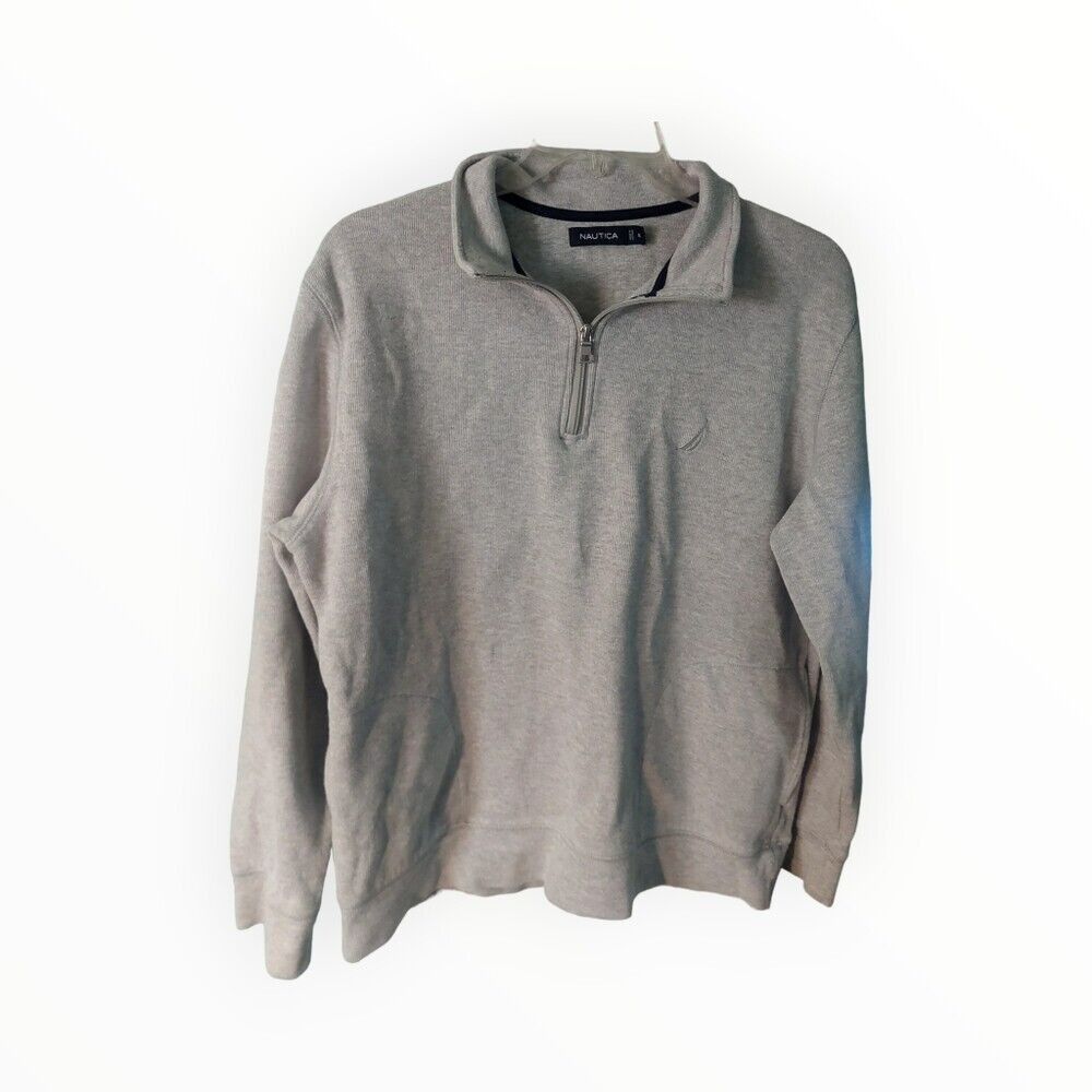 Nautica Nautica | Men's Knit Quarter-Zip Long-Sleeve Grey Sweater | Size US L / EU 52-54 / 3 - 2 Thumbnail