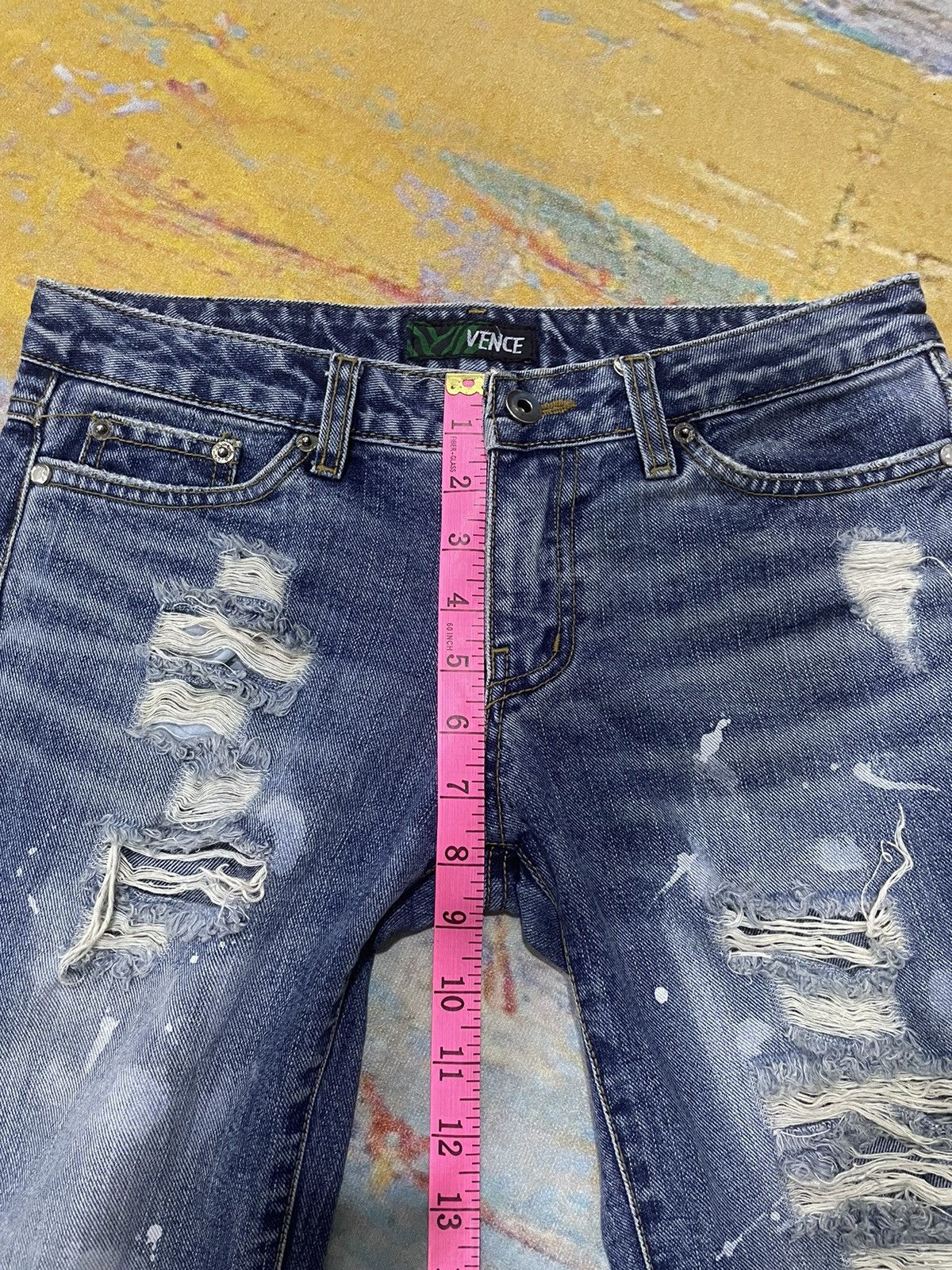 Japanese Brand Vintage Y2K Vence Thrashed Flare Denim Pants Size US 30 / EU 46 - 15 Thumbnail