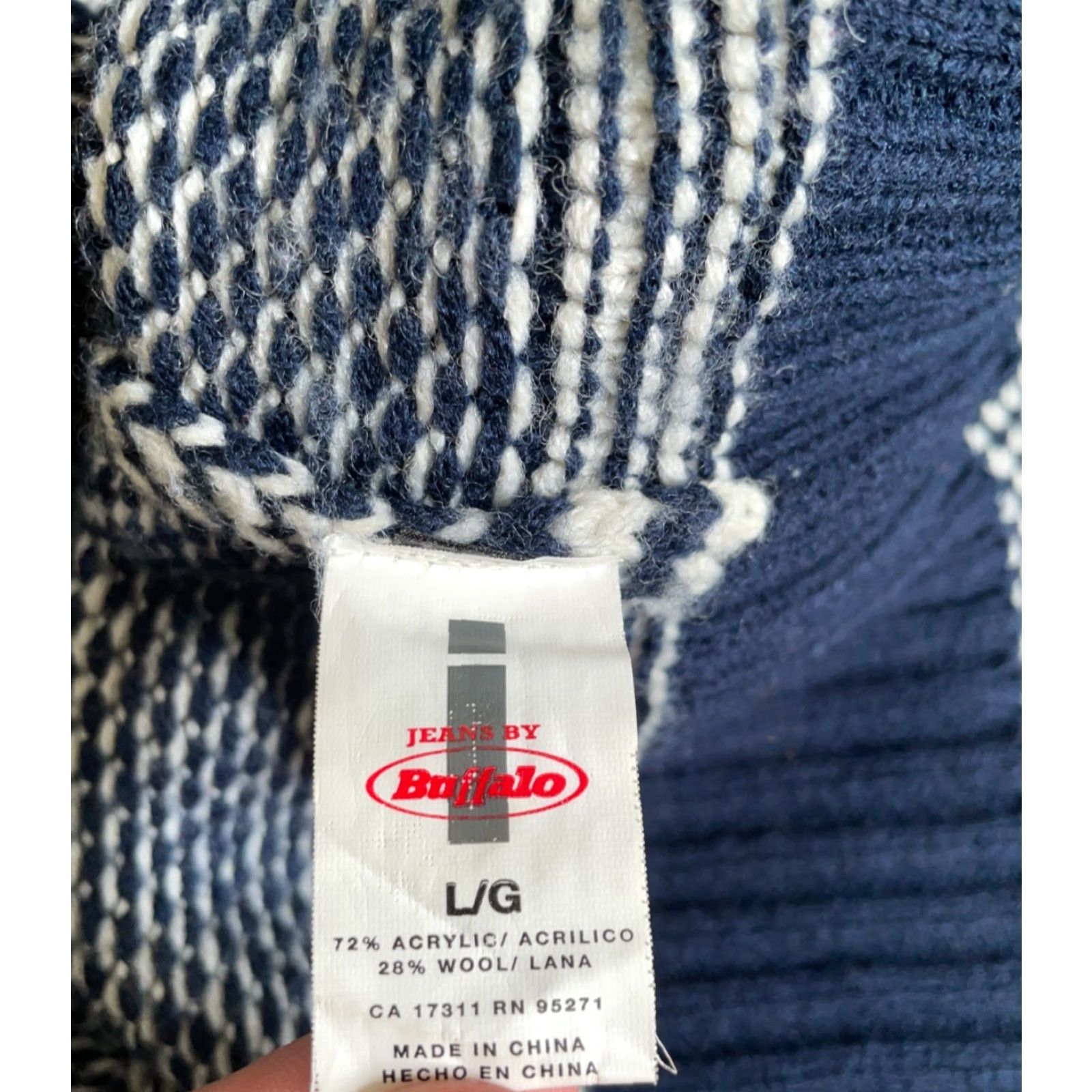 Vintage i jeans by Buffalo Cardigan Sweater Men's Large Blue Geometric Knit Shawl Collar Casual Retro Size US L / EU 52-54 / 3 - 3 Thumbnail