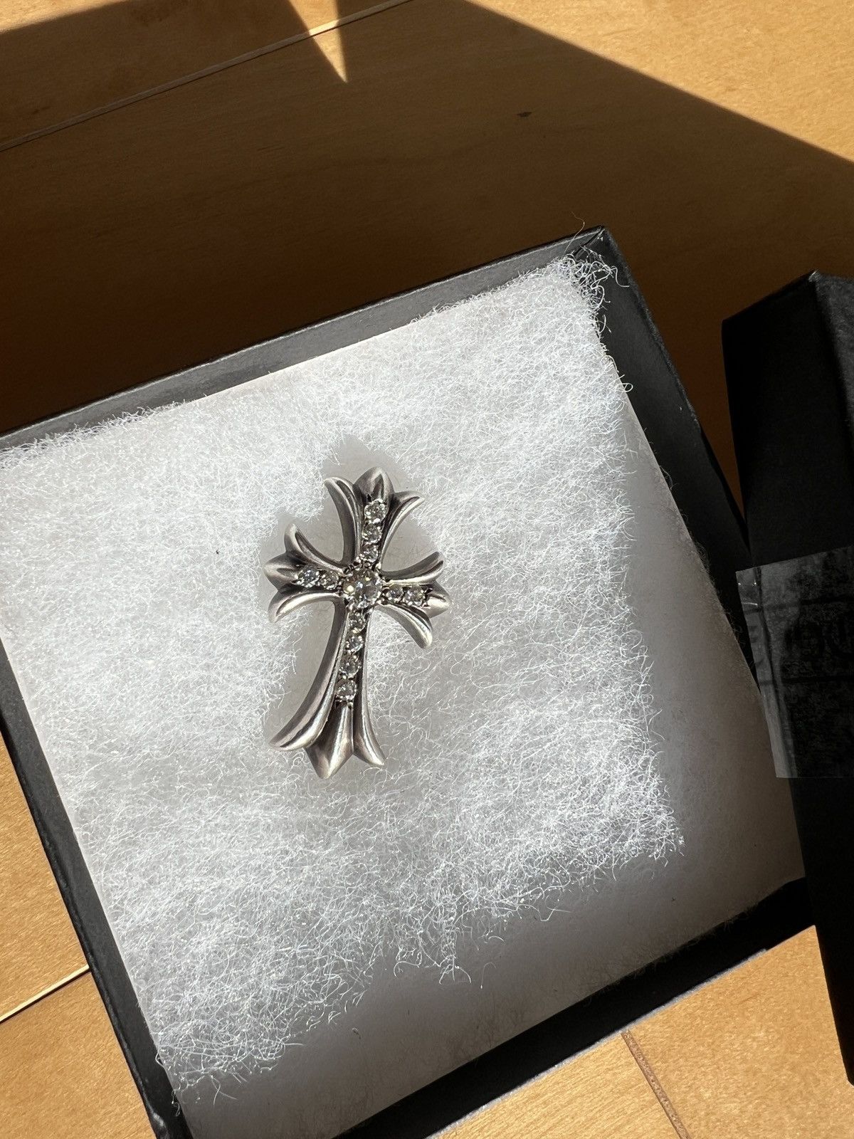 image of Chrome Hearts Ch Large Cross Pendant Pave Diamonds in Silver, Men's