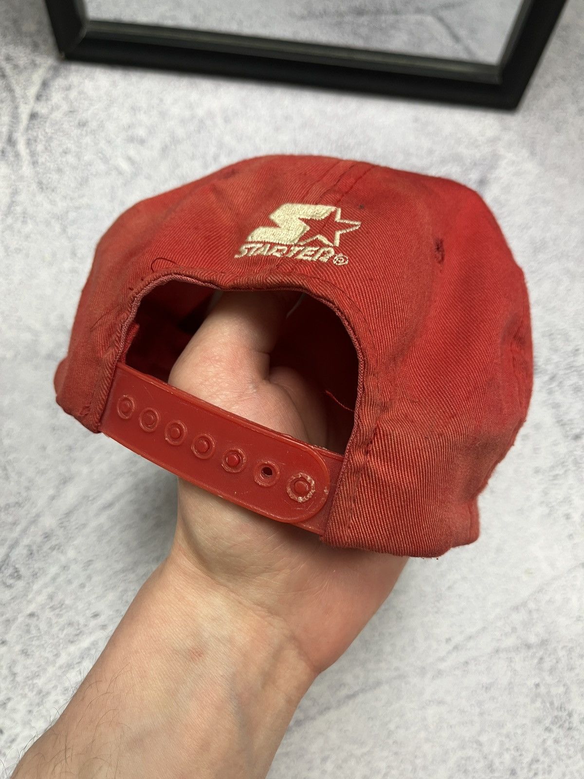 NBA × Starter × Vintage Vintage 90’s Chicago Bulls Script Logo NBA Starter Cap Rare Size ONE SIZE - 6 Thumbnail