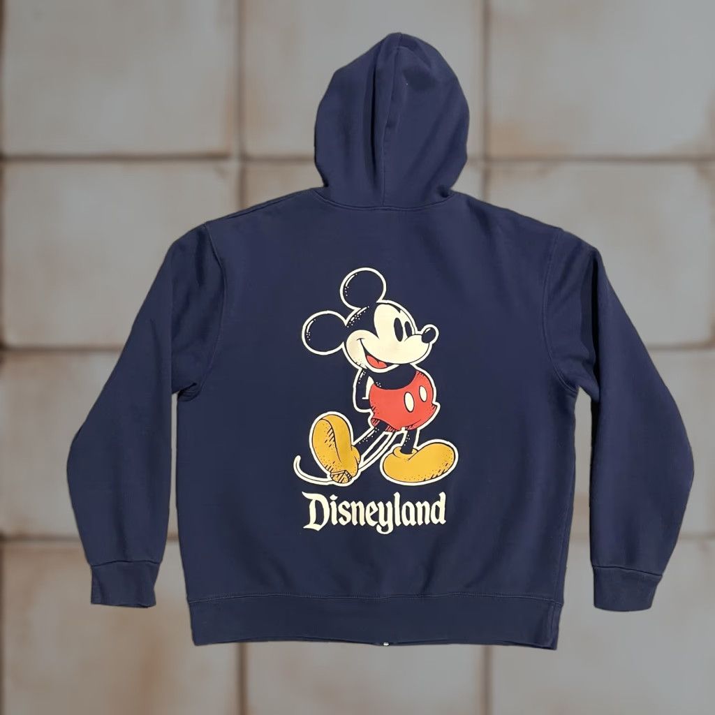 Disney Disney Disneyland Mickey Mouse Full Zip Hoodie Sweatshirt Adult M Navy Blue Fleece Back Graphic Print Logo Zipper Mens Sportswear Size US M / EU 48-50 / 2 - 1 Thumbnail