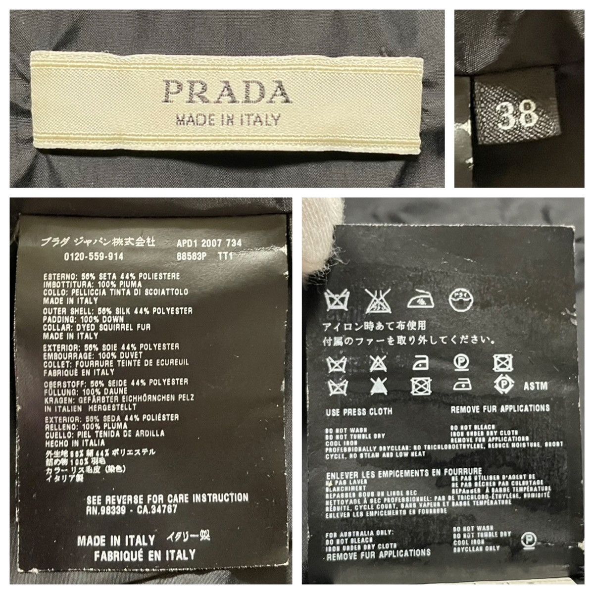 Prada Prada Down Jacket Coat with Squirrel Fur and Belt 38 Gray Size XS / US 0-2 / IT 36-38 - 2 Thumbnail