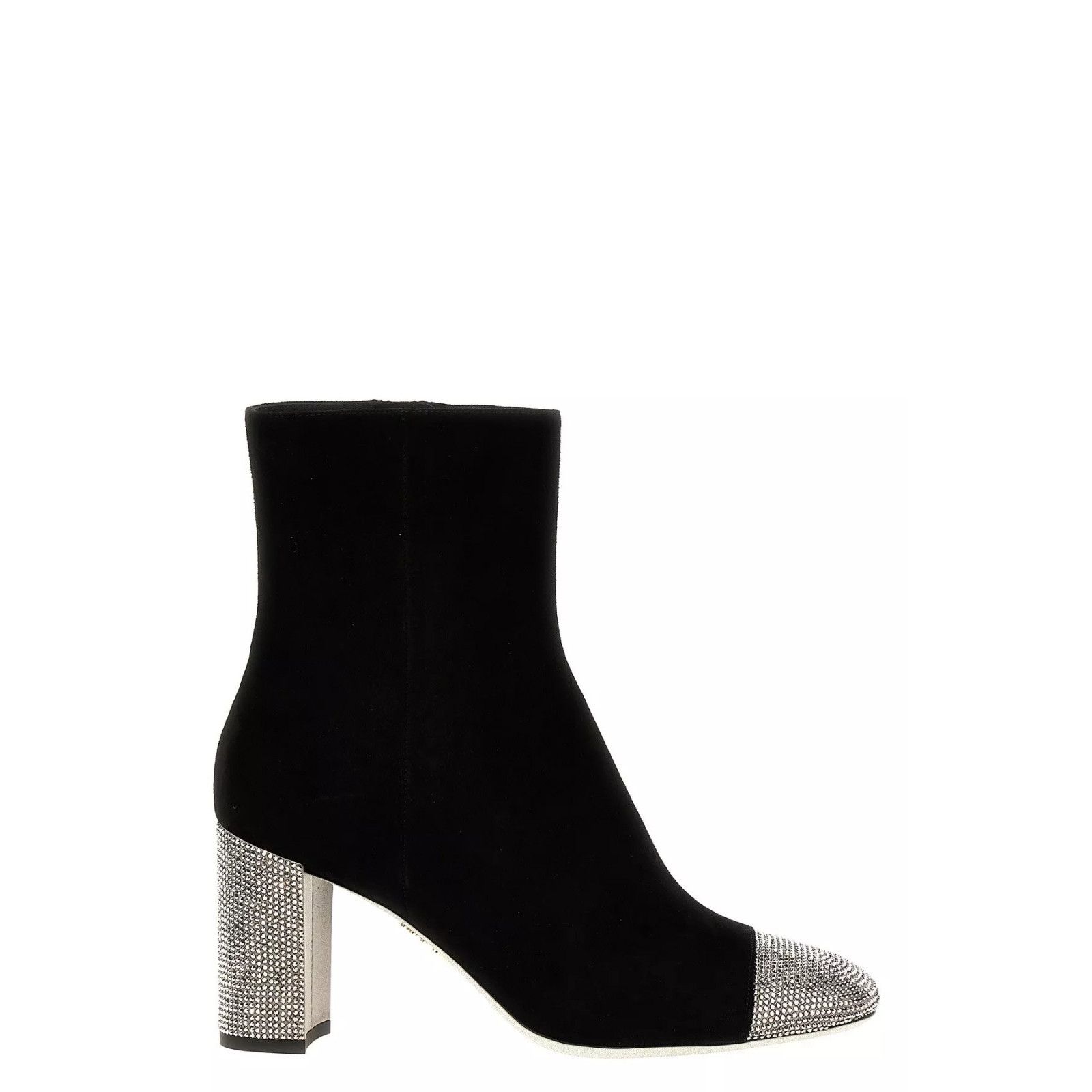 RENE CAOVILLA Bonnie Rhinestone Black Suede 80mm Ankle Boots