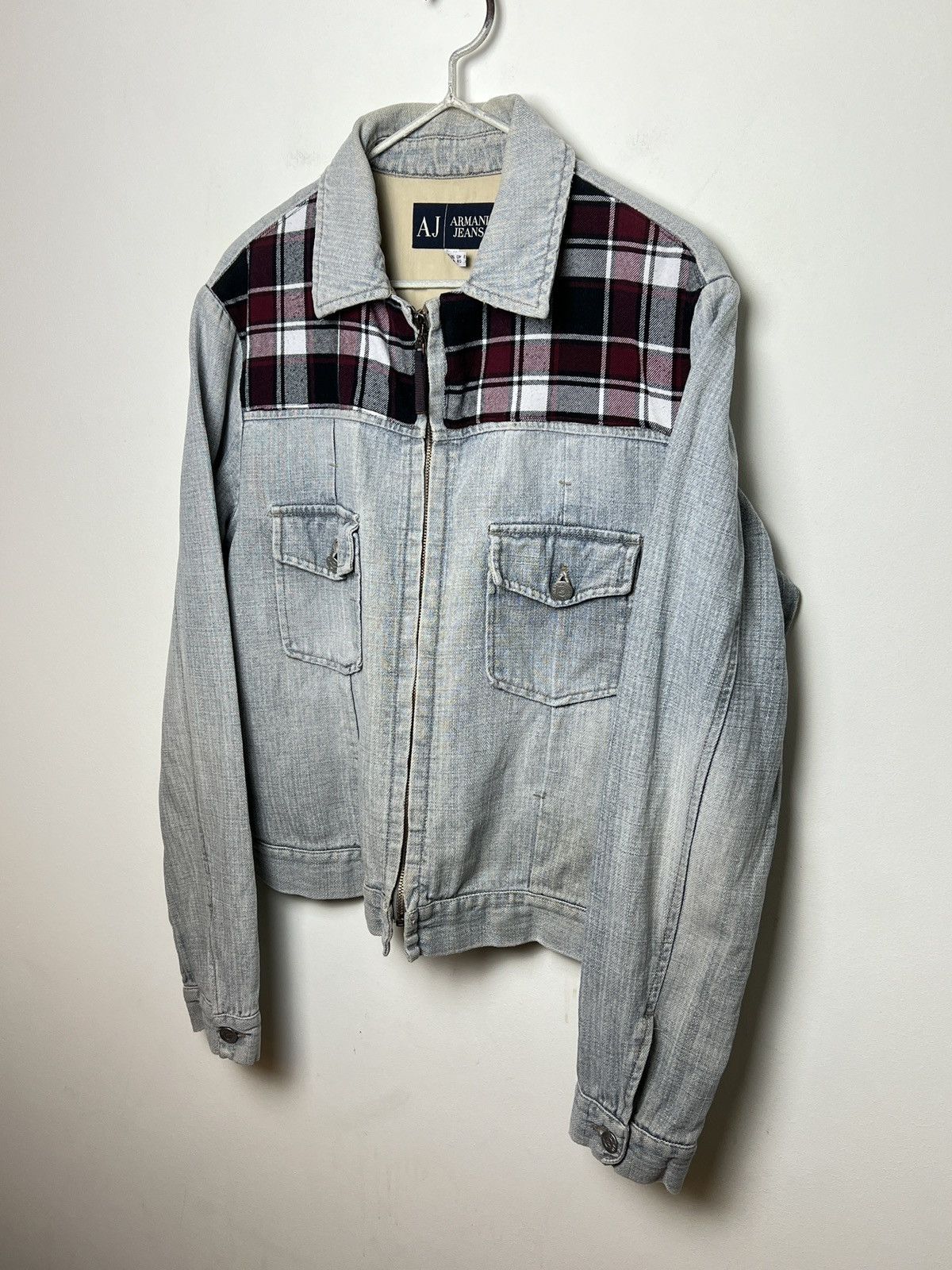 Giorgio Armani armani y2k archive hemp moto tartan work jacket Size US M / EU 48-50 / 2 - 2 Thumbnail