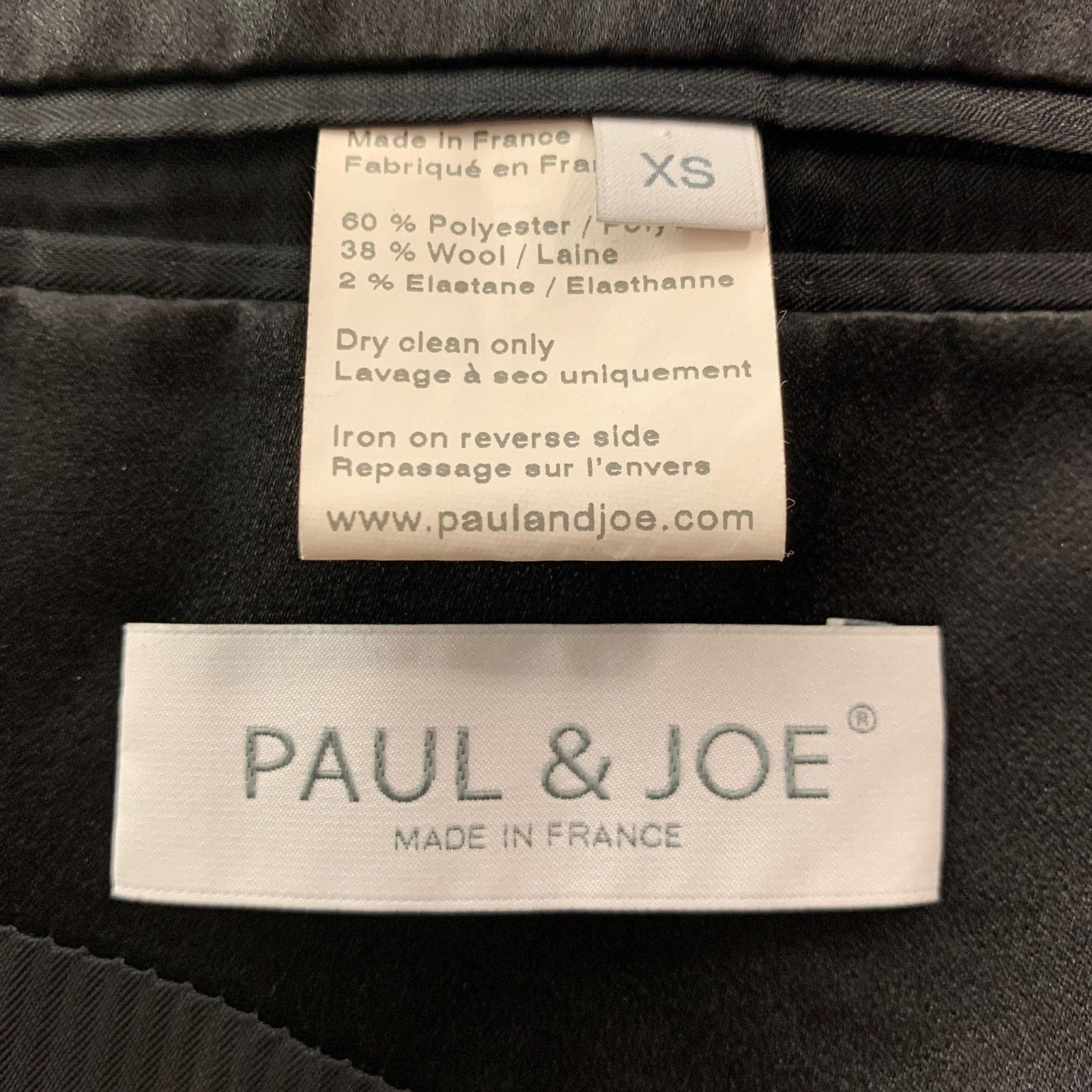 Paul & Joe PAUL & JOE 34 Black Solid Polyester Wool Shawl Collar Suit Size 34R - 8 Thumbnail