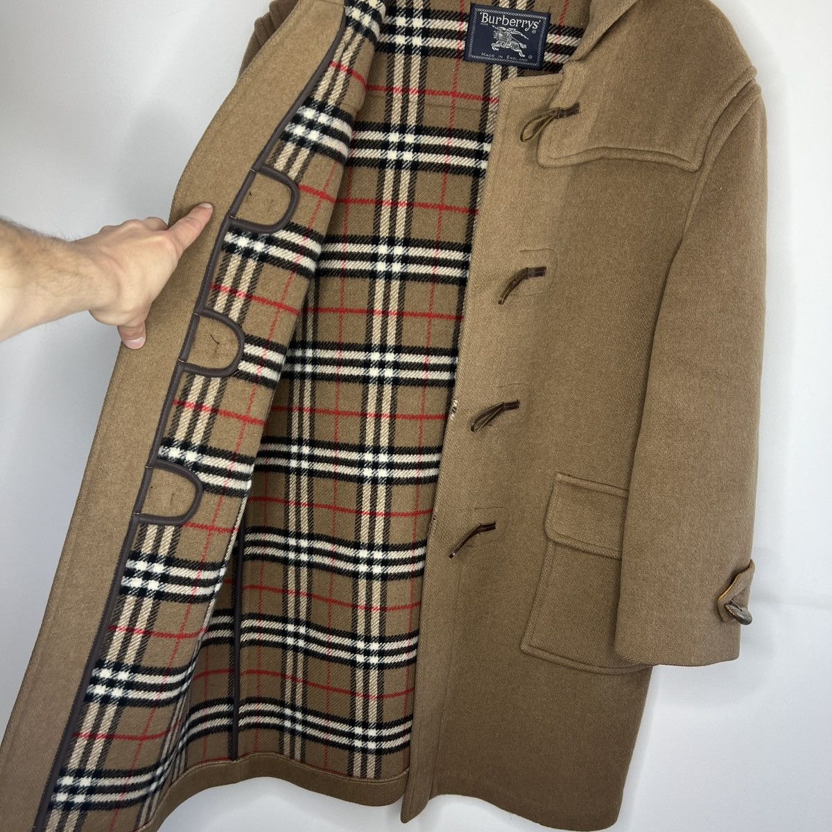 Burberry × Other UK BROWN BURBERRY DUFFLE COAT JACKET BLAZER WOOL ENGLAND OLD Size US L / EU 52-54 / 3 - 2 Thumbnail