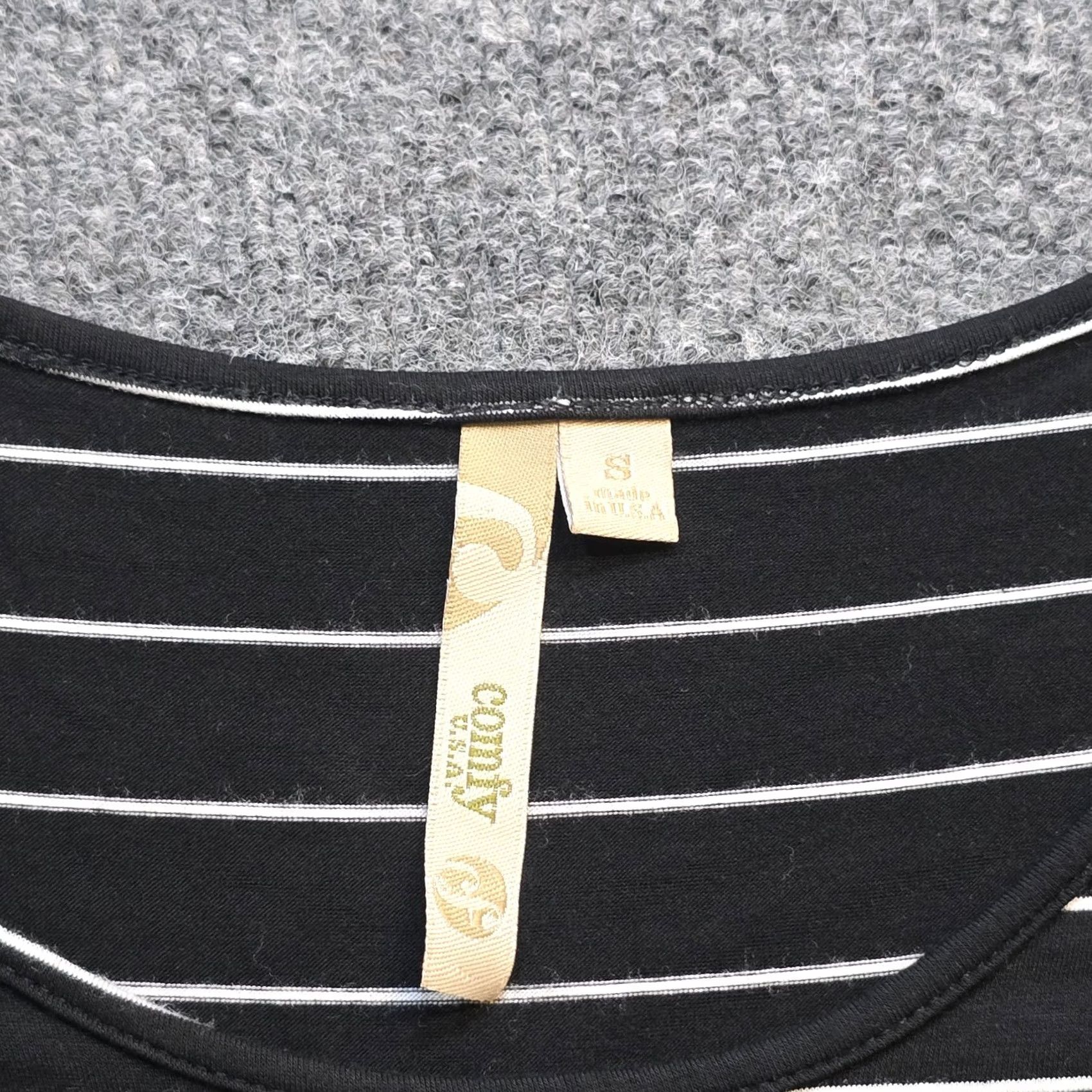 Vintage Comfy USA Top Womens Small Black Striped Tunic Long Sleeve Asymmetrical Casual Shirt Men/Women? Size S / US 4 / IT 40 - 4 Thumbnail