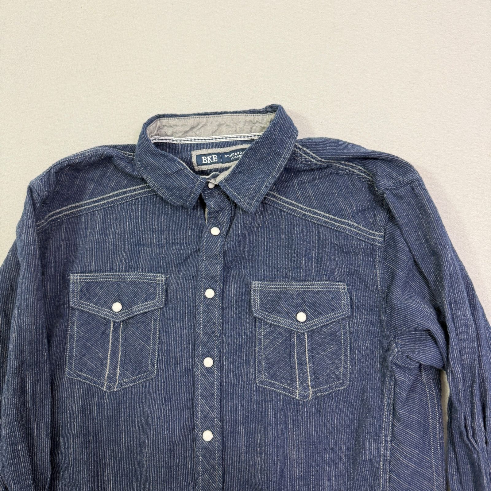 BKE BKE Striped Standard Shirt Men's Extra Large Pearl Snap Size US XL / EU 56 / 4 - 2 Thumbnail