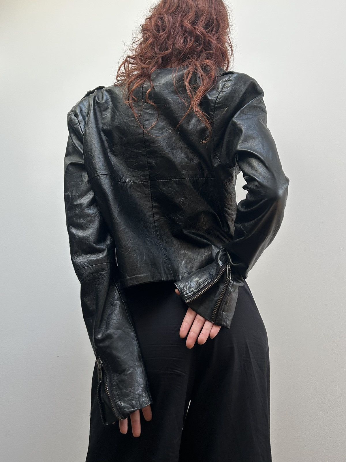 Vintage Vintage avant-garde asymmetric leather jacket Size S / US 4 / IT 40 - 7 Thumbnail