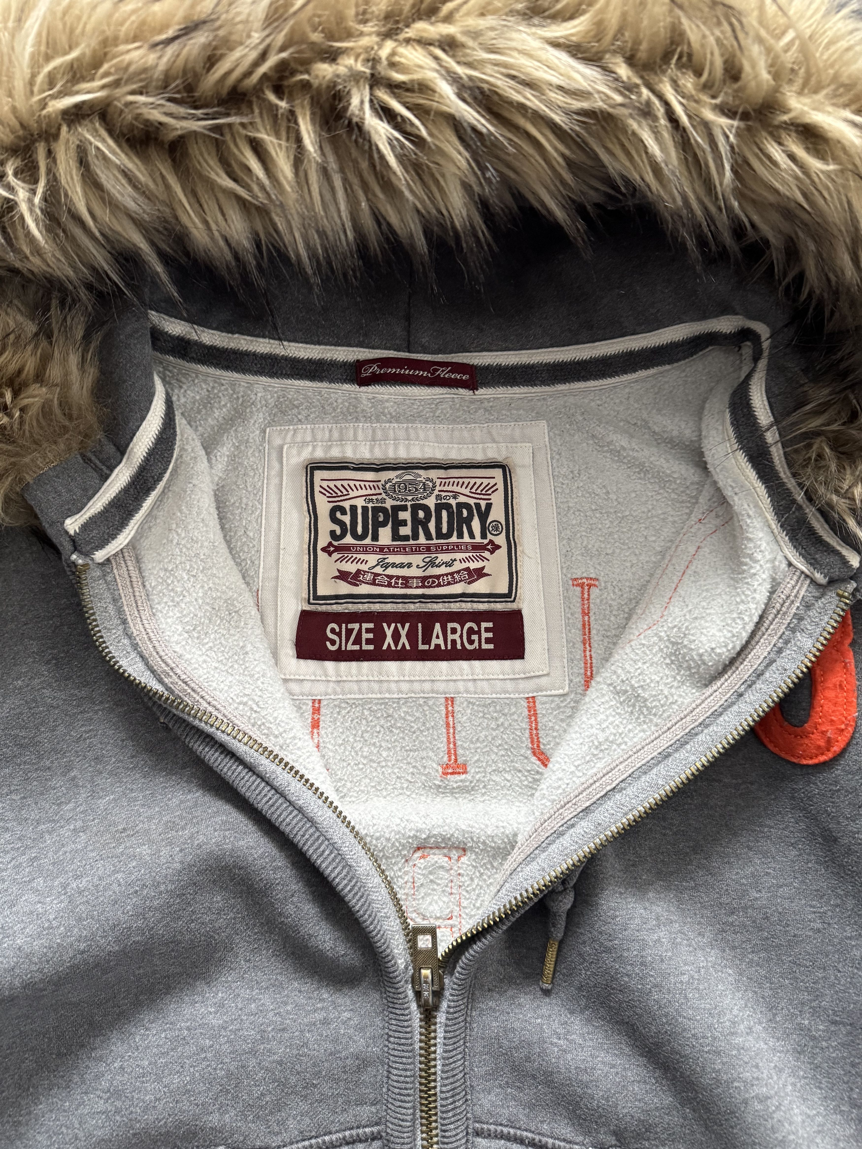 Superdry Y2K Faux Fur Hoodie Jacket LGB Japanese style