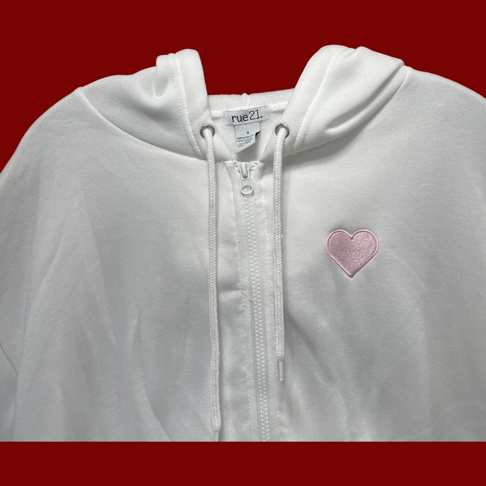 rue21 Rue 21 - Women's Long Sleeve Hooded Sweat Shirt - White - Sm Size S / US 4 / IT 40 - 10 Thumbnail