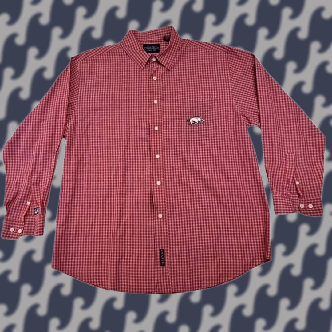 Vintage Arkansas Razorbacks Shirt Mens XL Red Gingham Check Button Down SEC College Size US XL / EU 56 / 4 - 1 Thumbnail