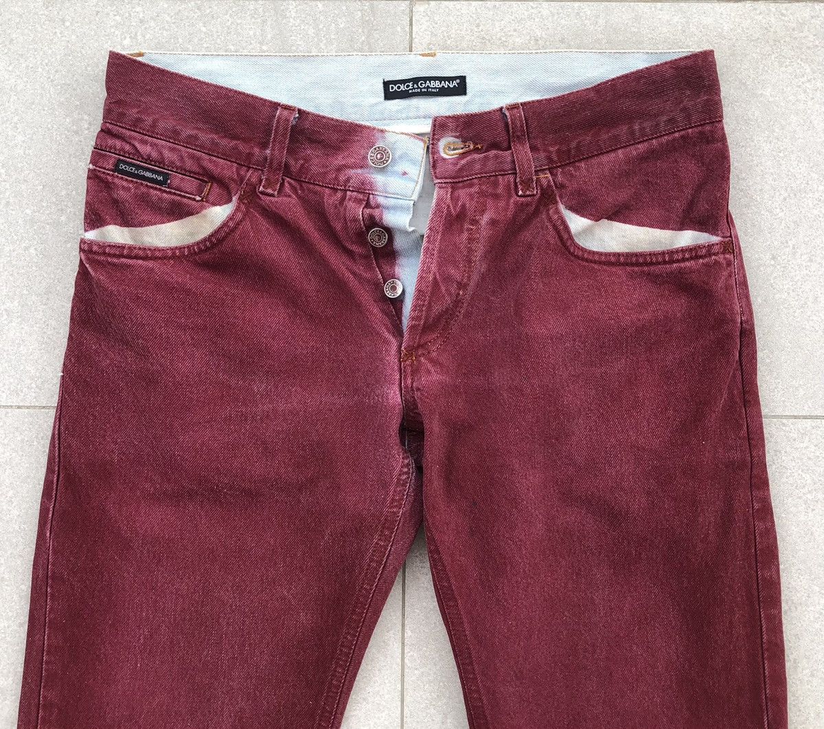 Dolce & Gabbana Vintage Dolce And Gabbana Red Denim Pants Size US 31 - 3 Thumbnail
