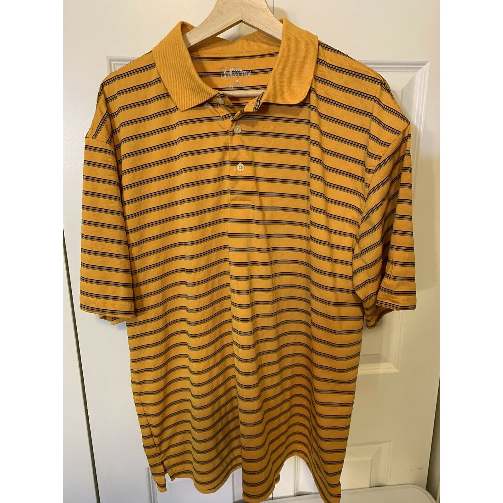 PGA Tour PGA Tour Golf Men’s Sz XL Mango Stripe Short Sleeve Polo Shi Size US XL / EU 56 / 4 - 3 Thumbnail