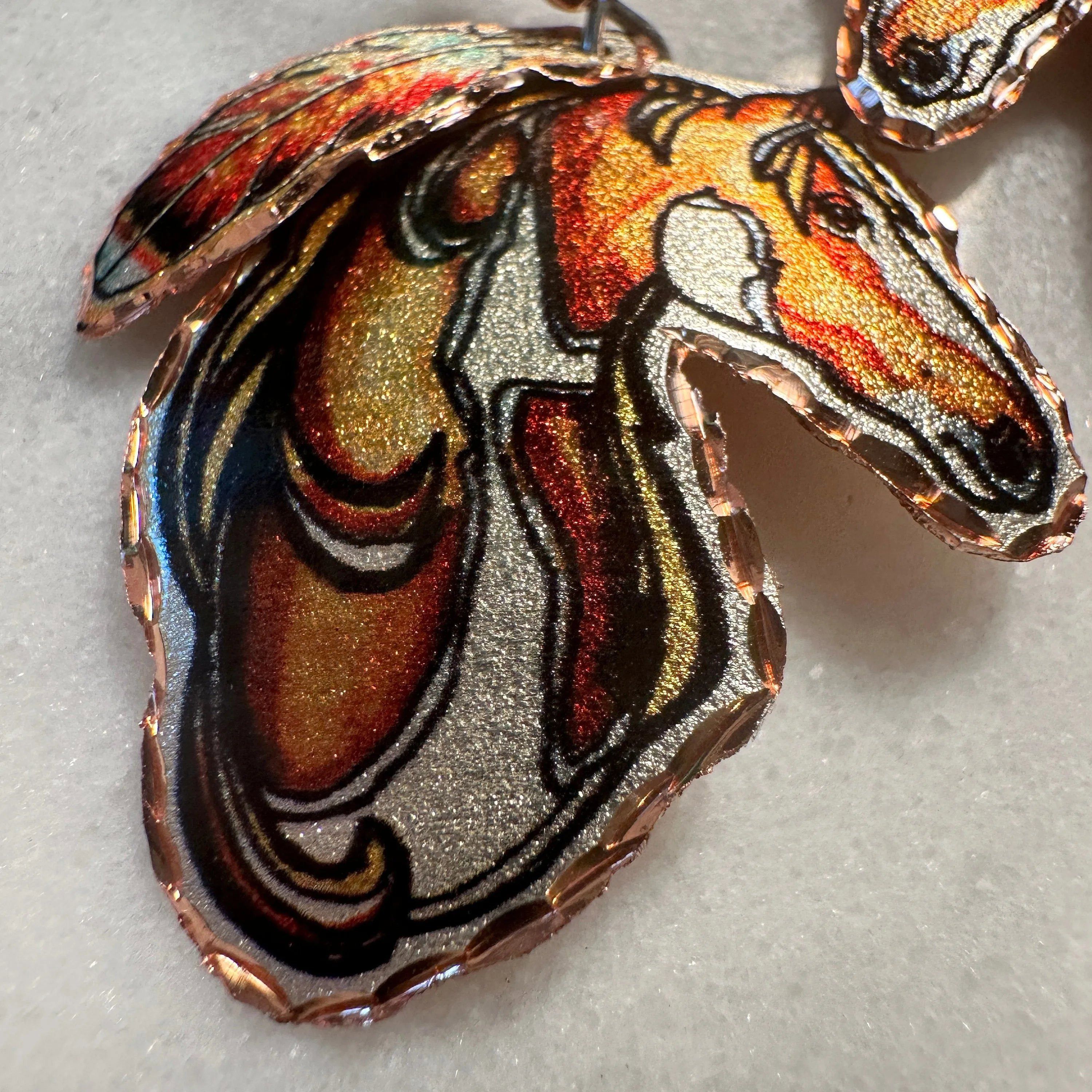 Other Handmade Boho Copper Feather Estuarian Horse Wire Drop Earri Size ONE SIZE - 7 Thumbnail