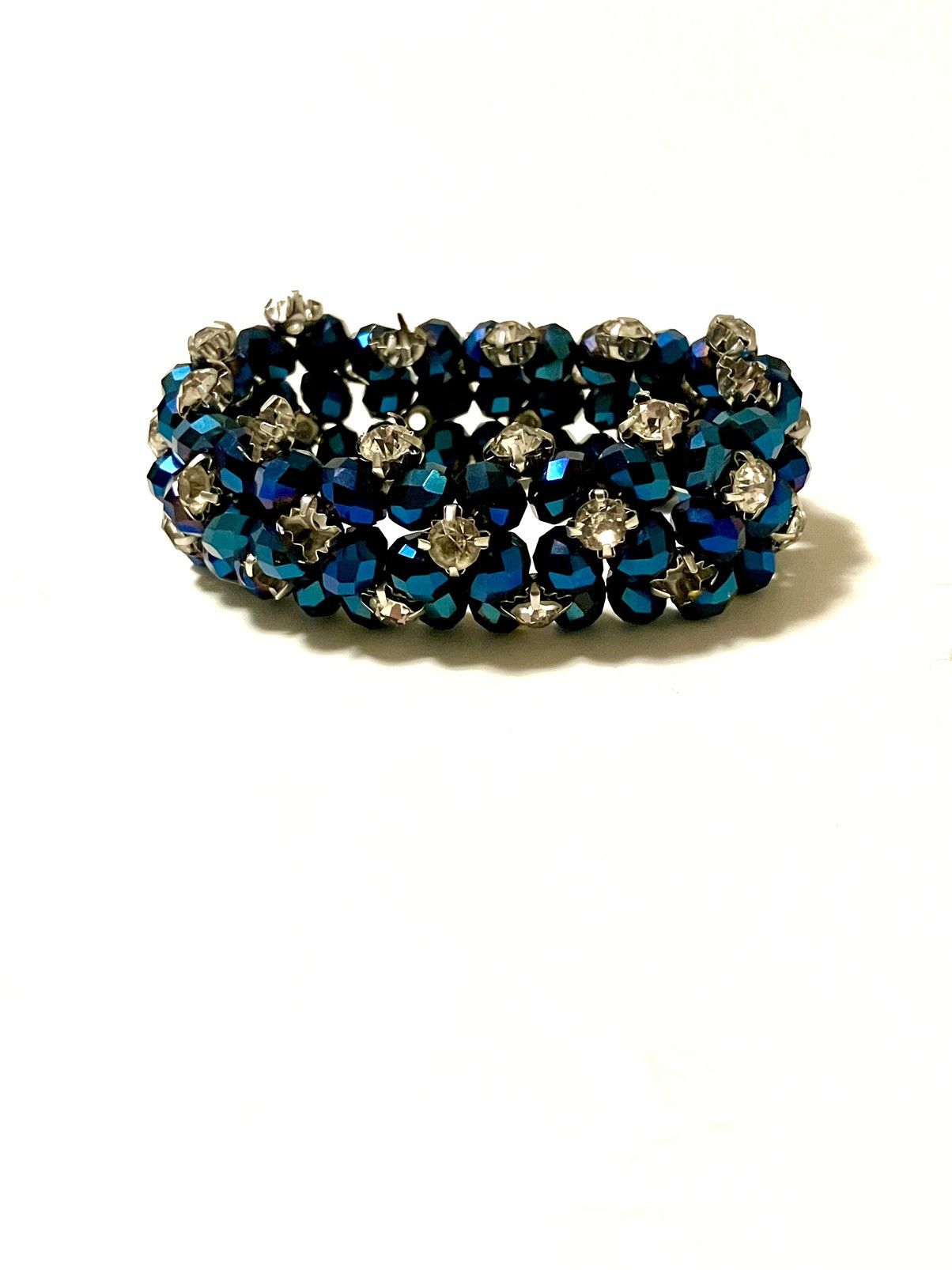 Vintage Blue Crystal Jeweled Vintage Sparkling Royal Bracelet Size ONE SIZE - 1 Thumbnail