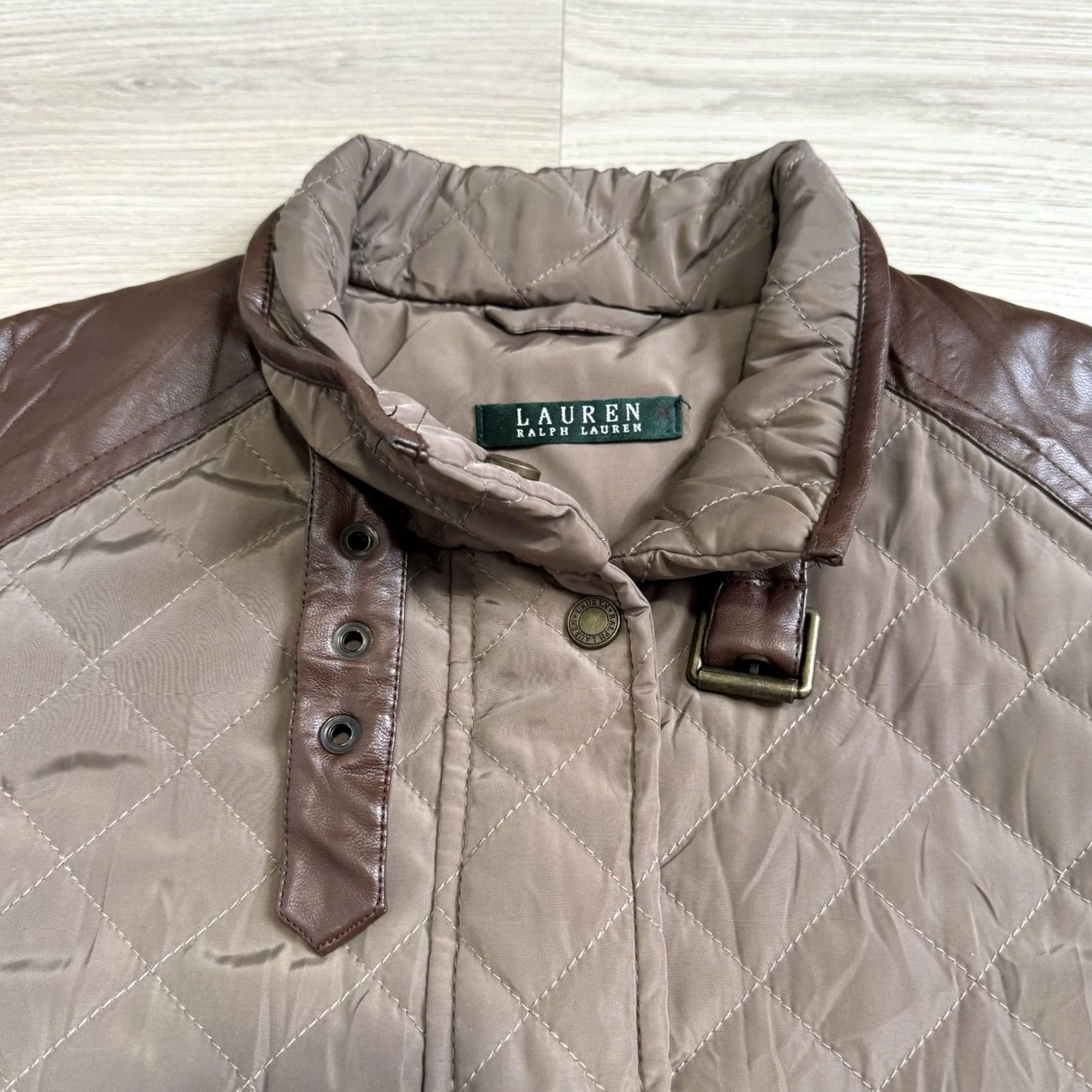 Ralph Lauren Ralph Lauren Diamond Quilted Jacket Faux Leather Trim Brown Size Women’s L Jacket Women Brown Quilted MDL Fashion Size L / US 10 / IT 46 - 4 Thumbnail