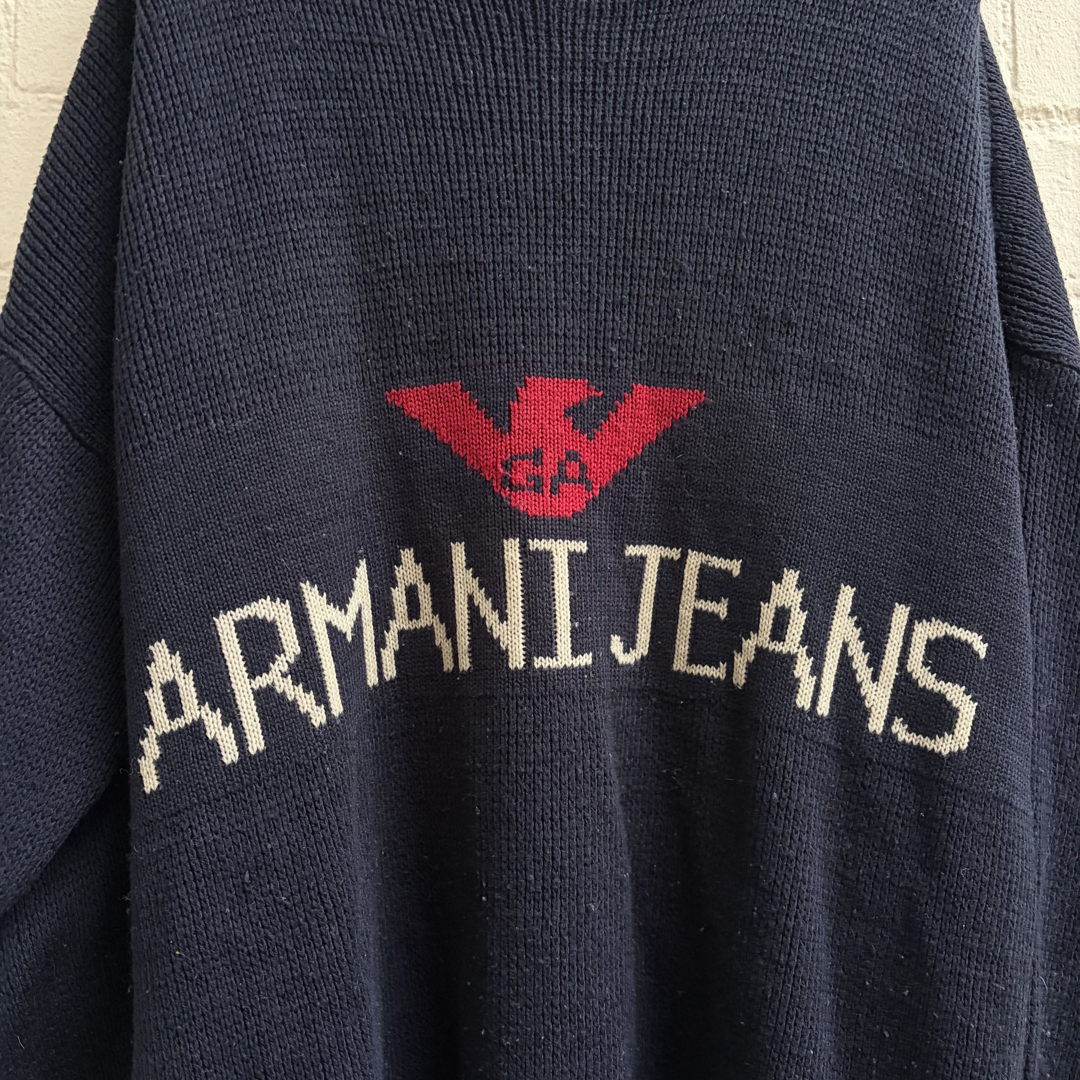 Armani Armani Jeans 1990s spellout knit jumper Size US M / EU 48-50 / 2 - 2 Thumbnail