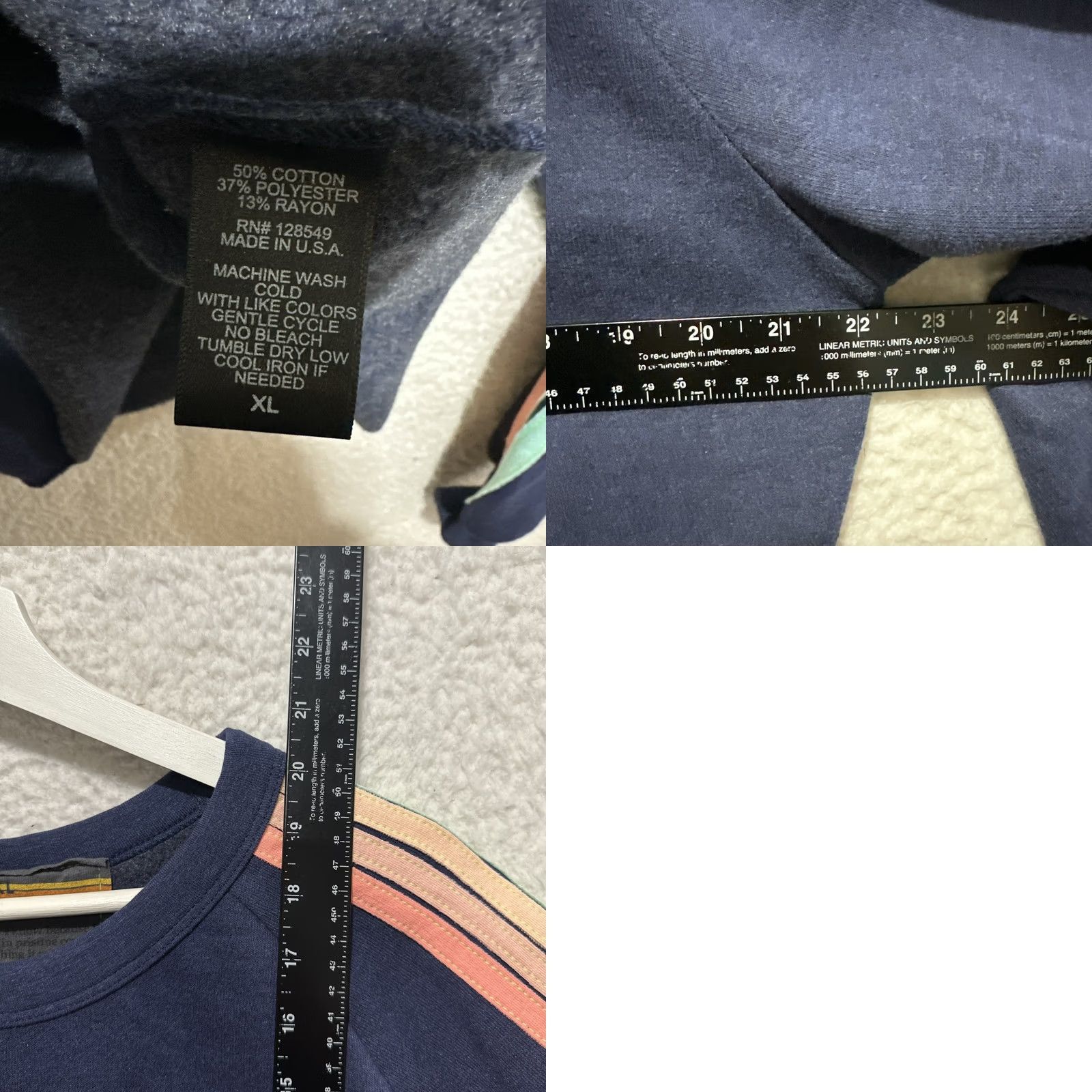 Aviator Nation Aviator Nation Sweatshirt XL Blue Heathered Navy Neon Striped Cropped Cutoff Sweatshirt Women XL Blue Heathered Navy Neon Striped Cropped Cutoff Size XL / US 12-14 / IT 48-50 - 8 Thumbnail