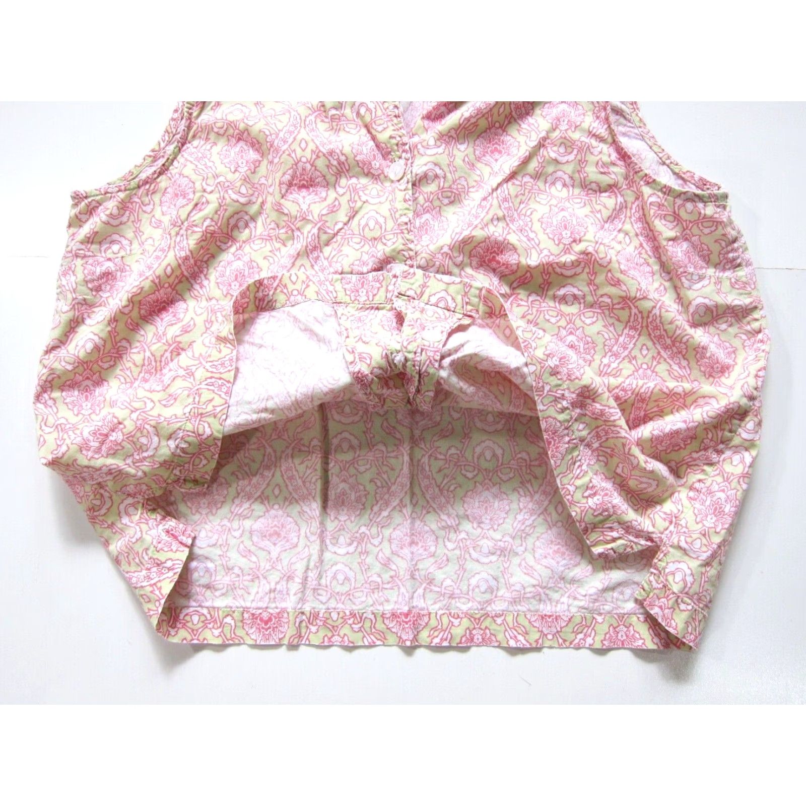 Vintage Needham Lane Blouse Sleeveless Floral 100% Cotton Pink White Green M Womens Size M / US 6-8 / IT 42-44 - 6 Thumbnail
