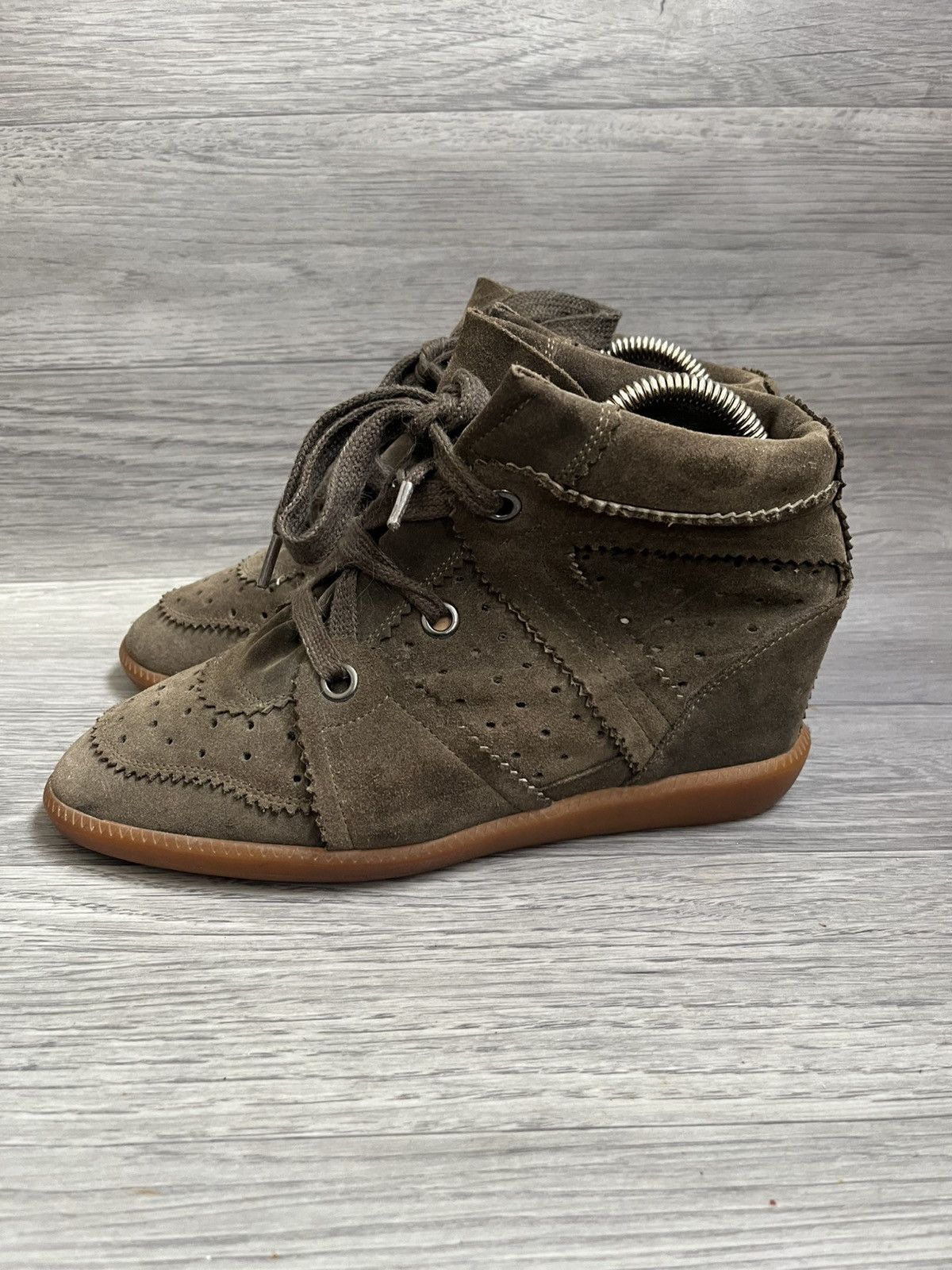 Isabel Marant Isabel marant olive green suede wedge Y2k boots sz 39 Size US 9 / IT 39 - 4 Thumbnail