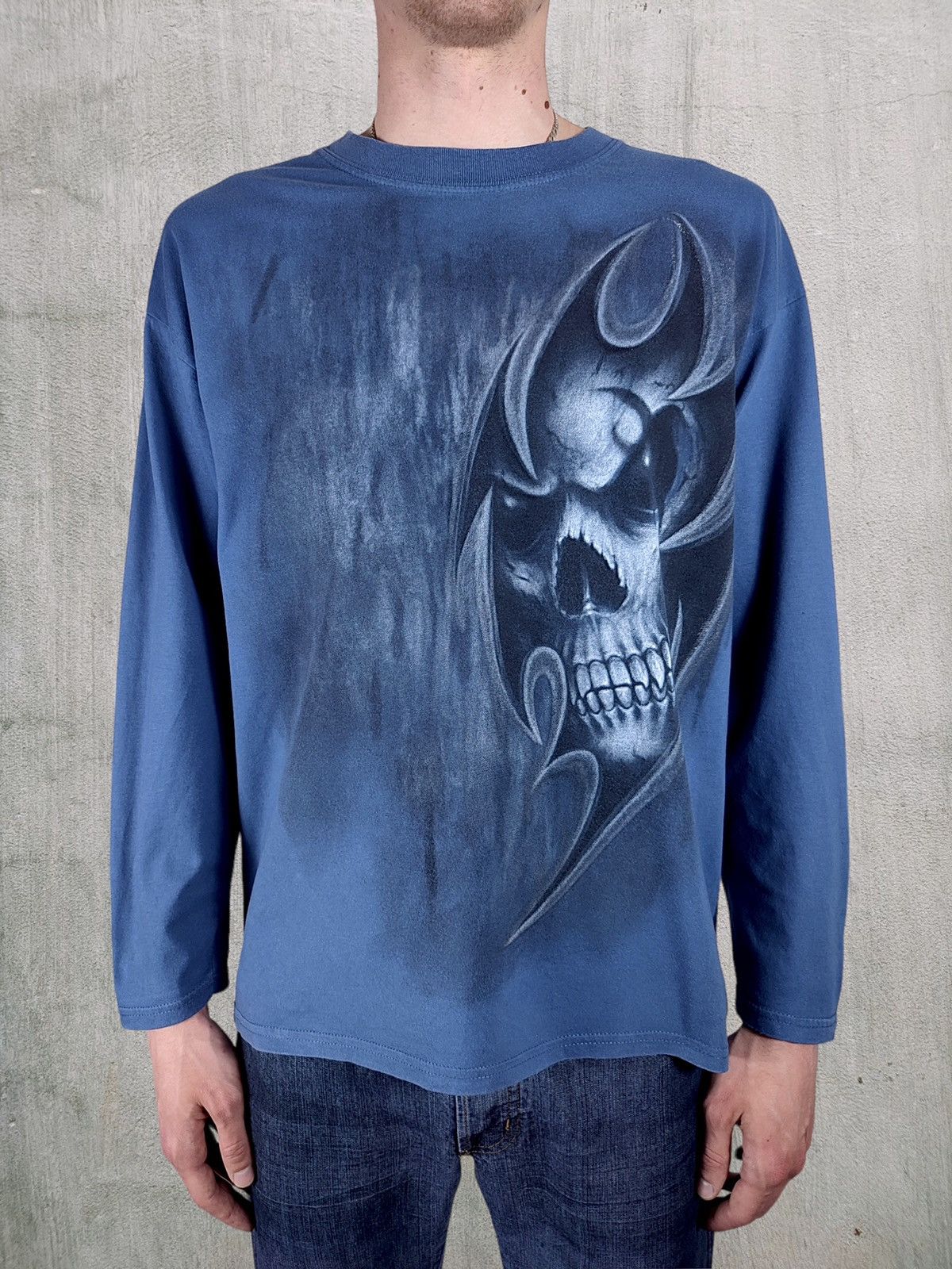 Band Tees Y2K Vintage Death Black Metal Neo Tribal Skull Long Sleeve Size US M / EU 48-50 / 2 - 4 Thumbnail