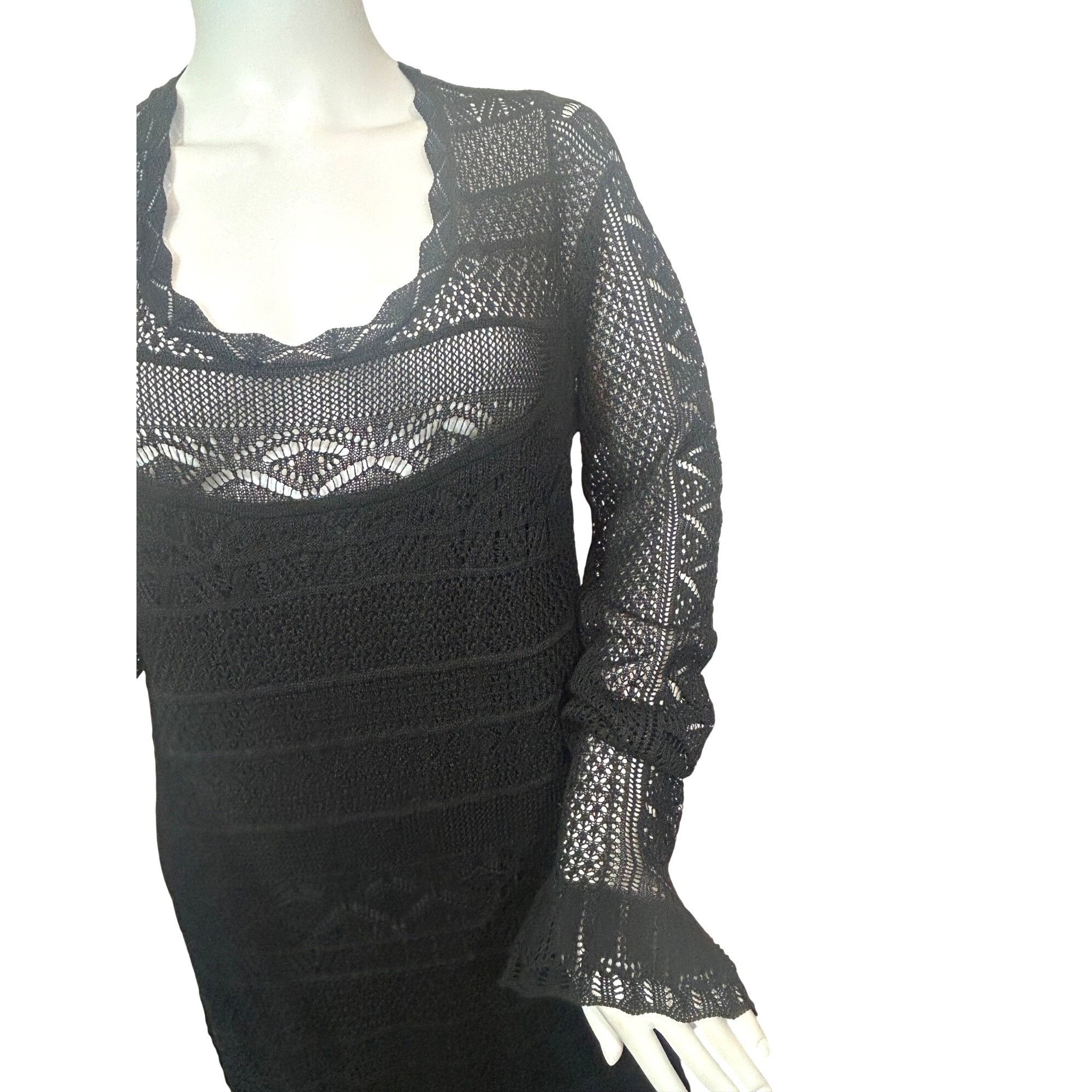 Polo Ralph Lauren Polo Ralph Lauren Maxi Dress L Black Lace Knit Long Sleeved Size L / US 10 / IT 46 - 10 Thumbnail