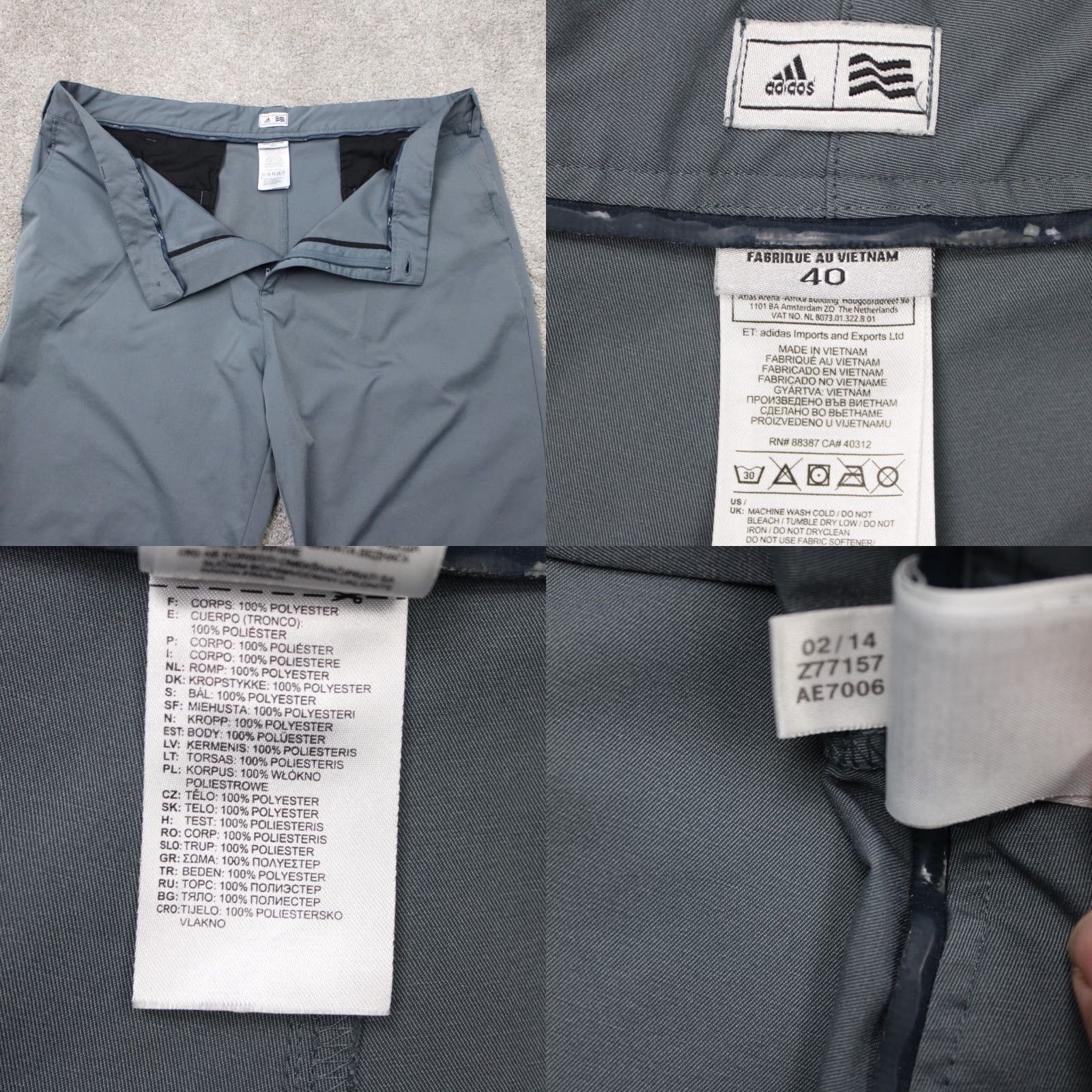 Adidas Adidas Shorts Mens 40 Gray Golf Flat Front 100% Polyester Athletic Chino Casual Sports Dress Code Mens Size US 40 / EU 56 - 8 Thumbnail