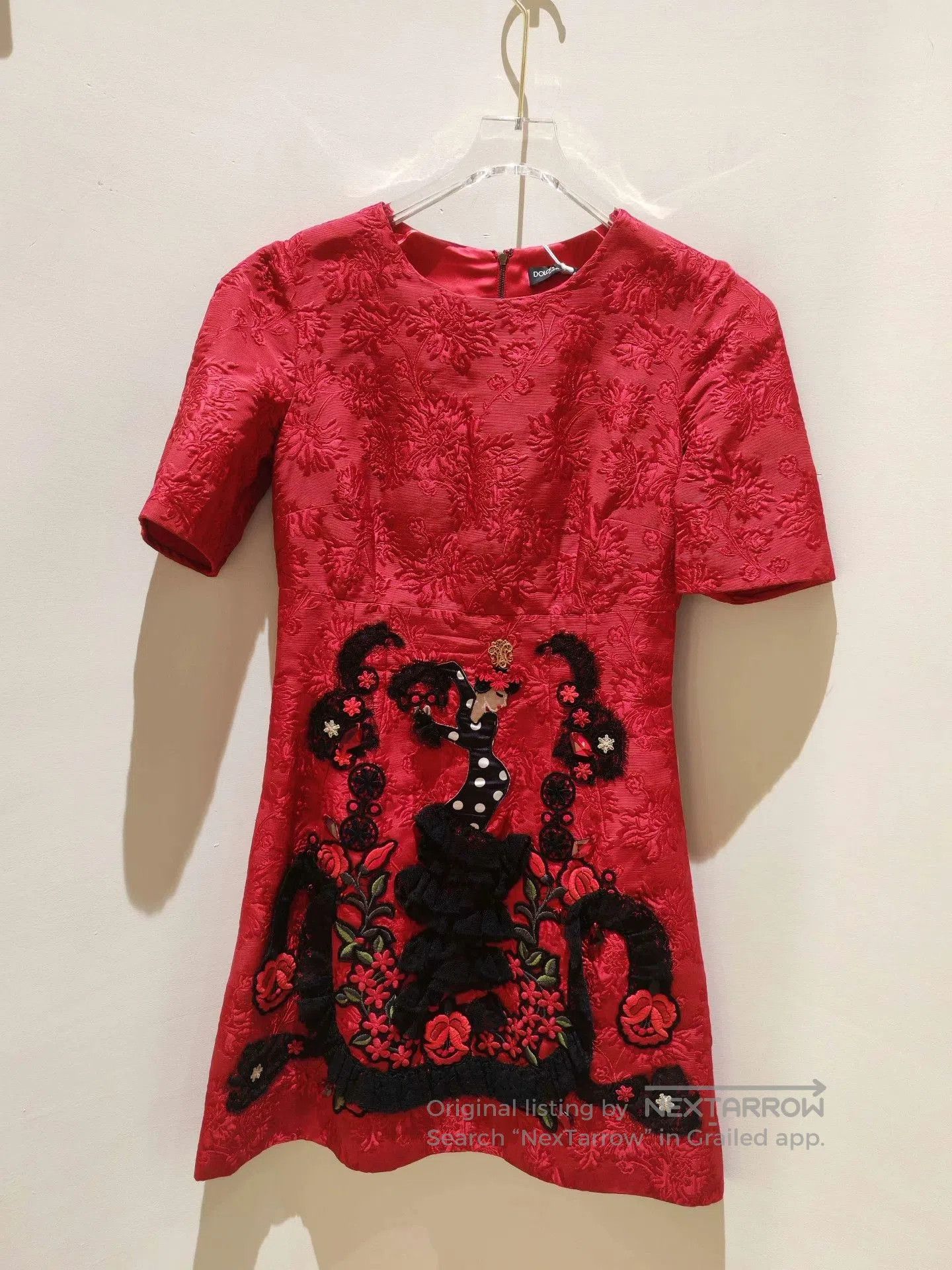 Dolce & Gabbana Dolce&Gabbana Red Embroidered Dress. Size S / US 4 / IT 40 - 3 Thumbnail