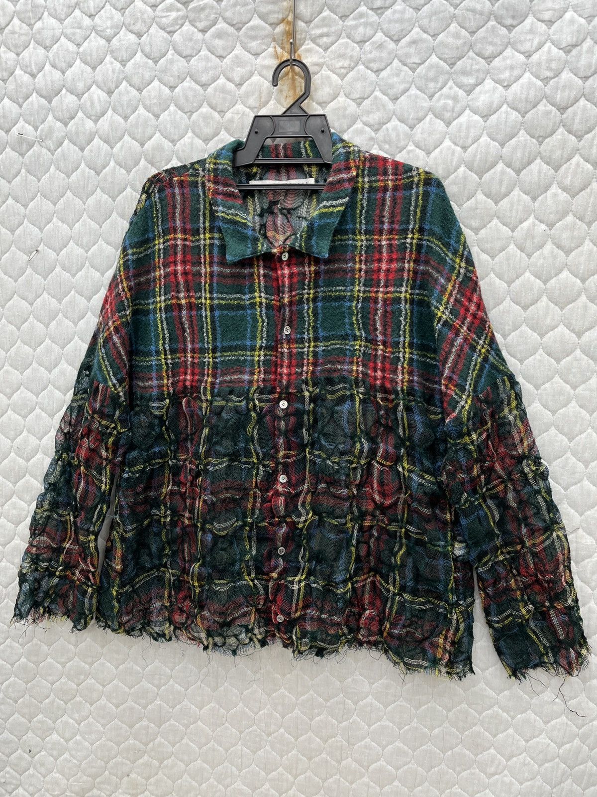 Issey Miyake 🔥🔥VINTAGE ISSEY MIYAKE SUNAO KUWAHARA TARTANWOOL MESH SHIRTS Size M / US 6-8 / IT 42-44 - 3 Thumbnail