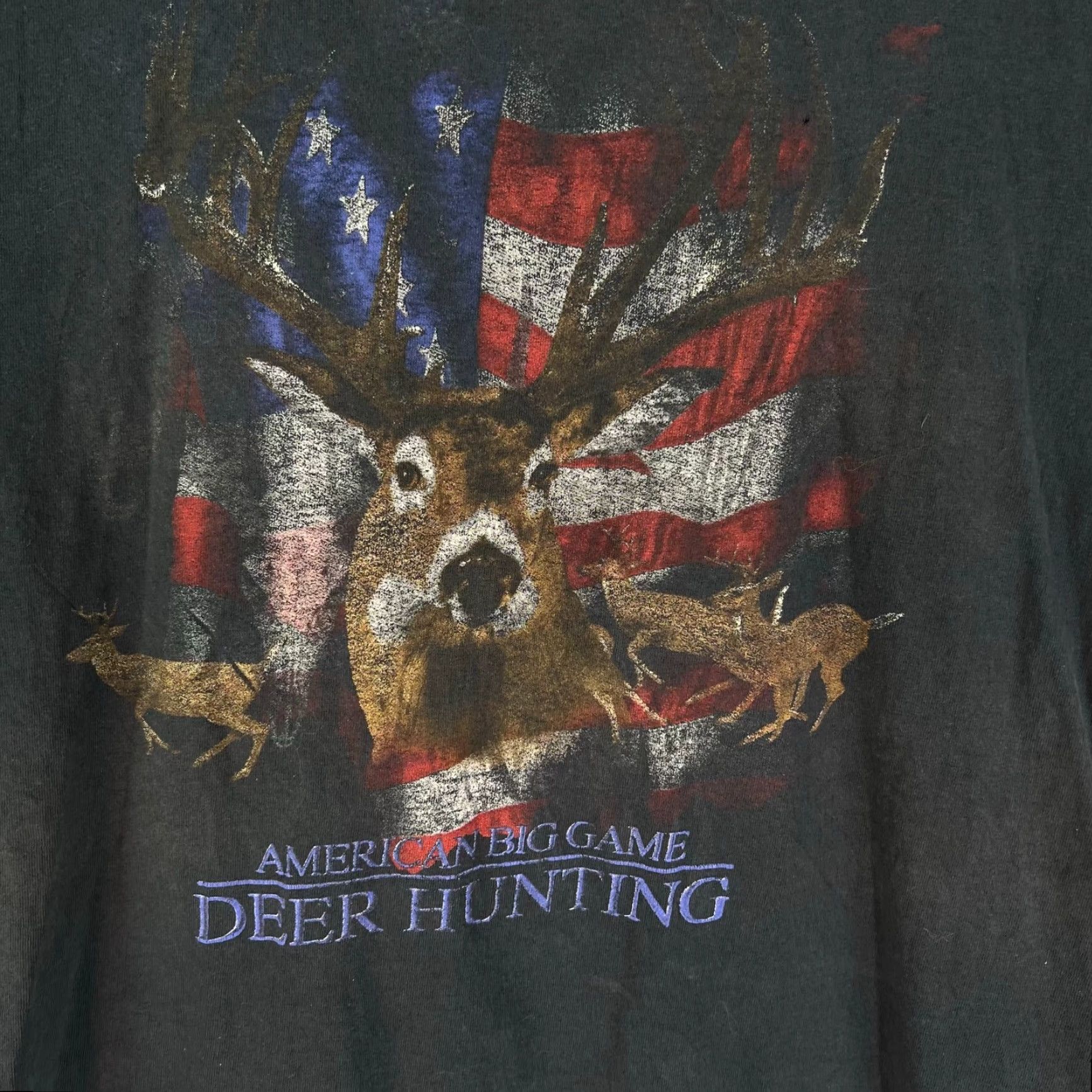 Vintage American Big Game Deer Hunting Shirt Mens XL Black T-Shirt Size US XL / EU 56 / 4 - 2 Thumbnail