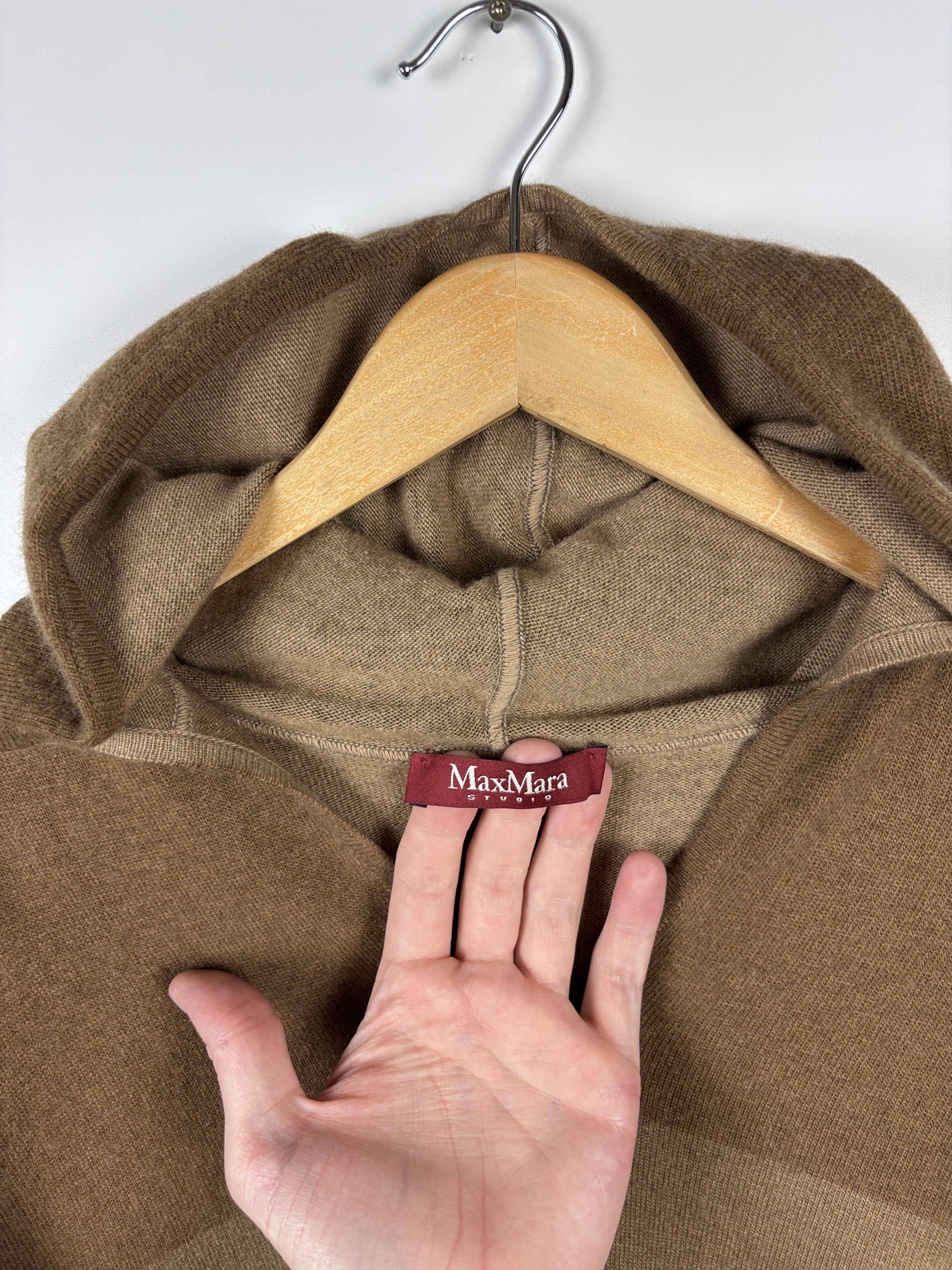 Max Mara × Weekend Max Mara Max Mara Studio Wool Hooded Sweater Dress Camel ~L-XL Size L / US 10 / IT 46 - 4 Thumbnail