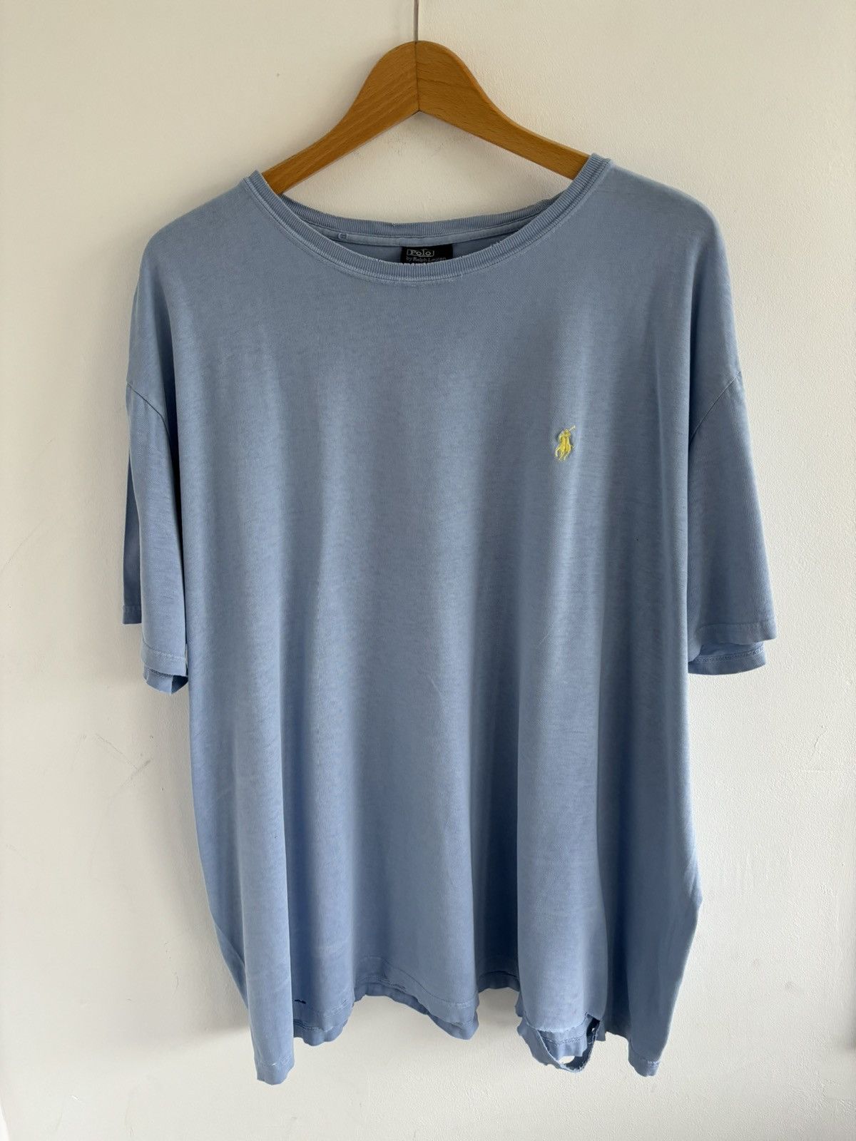 Polo Ralph Lauren × Ralph Lauren Vintage Polo Ralph Lauren Blue Distressed Tee Size US XXL / EU 58 / 5 - 1 Thumbnail