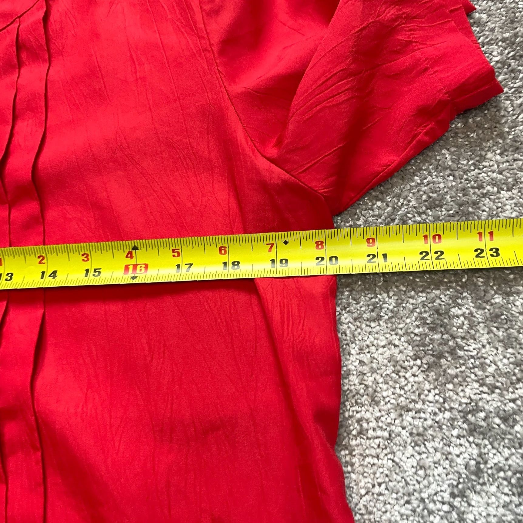 Lee VINTAGE Lauren Lee Blouse Top Womens 10 Red Ruffle Short Sleeve Professional Comfort Wear Size L / US 10 / IT 46 - 4 Thumbnail