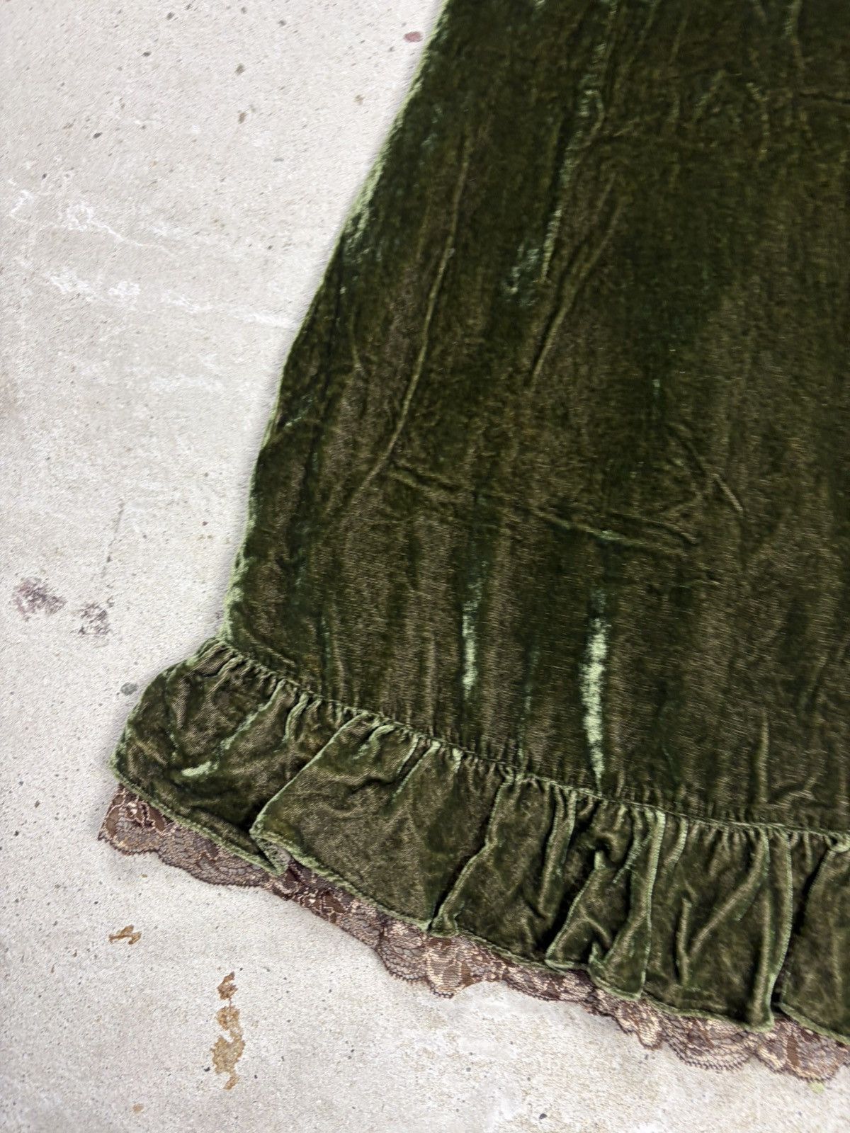 Dolce & Gabbana Vintage 2006 Dolce & Gabbana Velvet Green Mini Dress Lace Size M / US 6-8 / IT 42-44 - 14 Thumbnail