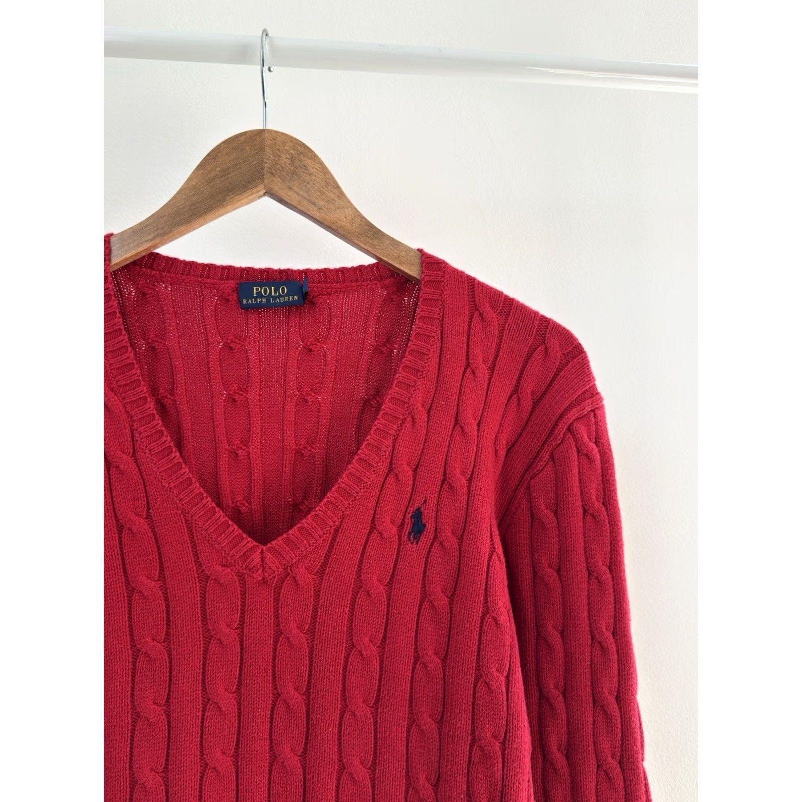Polo Ralph Lauren VINTAGE Polo Ralph Lauren Woman Knitted Red V Neck Sweater L Size L / US 10 / IT 46 - 4 Thumbnail