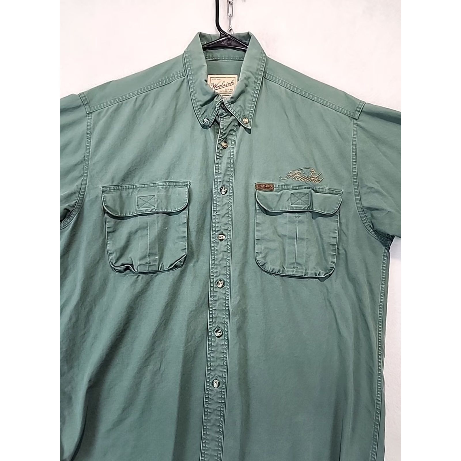 Vintage VINTAGE Woolrich Shirt Mens L Green Canvas Outdoor Casual Western Packable Pockets All Seasons Button-Up Collared Long Sleeve Regular Style Size US L / EU 52-54 / 3 - 2 Thumbnail