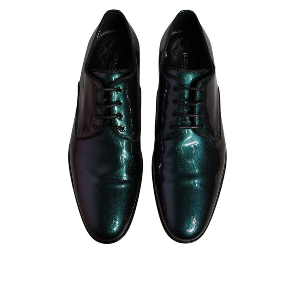 Dolce & Gabbana Dolce & Gabbana Multicolor Peacock Patent Leather Derby Men Size US 11 / EU 44 - 3 Thumbnail