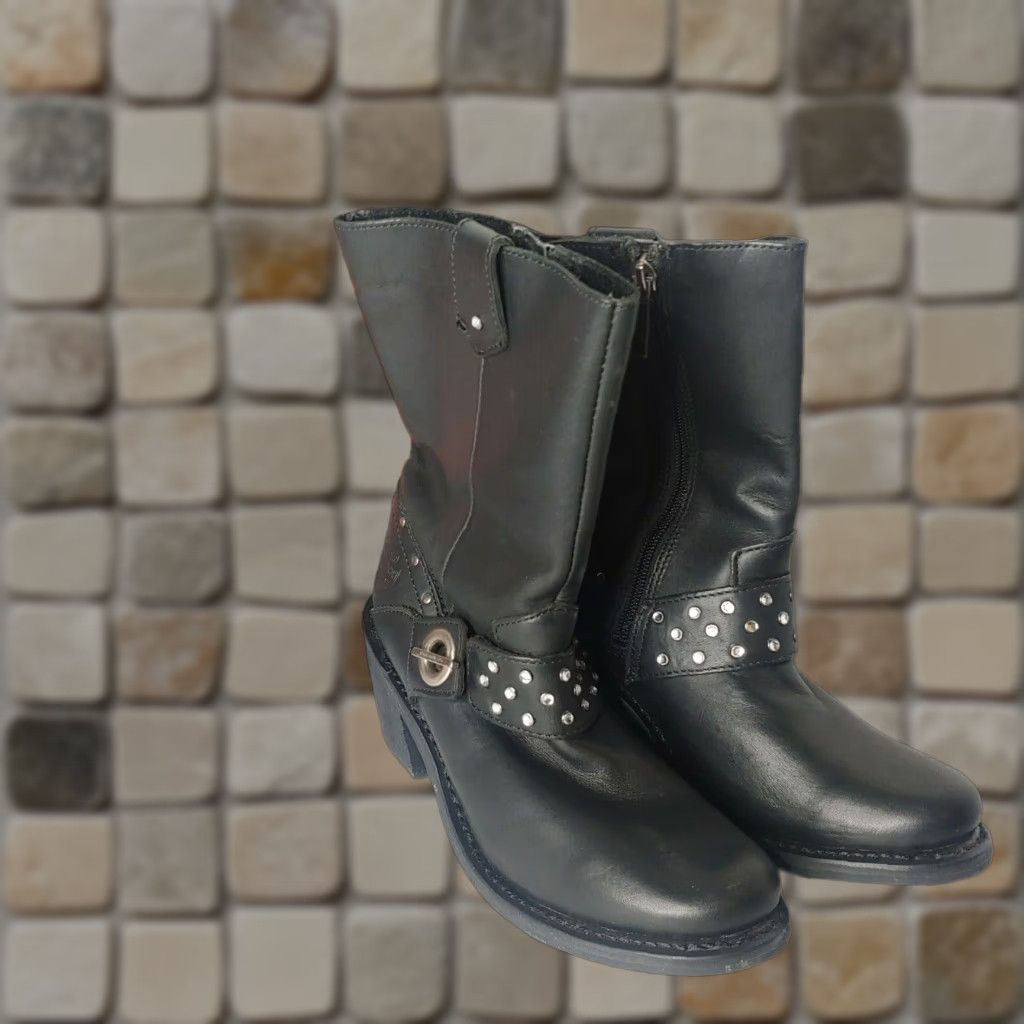 Harley Davidson Harley-Davidson Women Leather Biker Boots Macie Harness Strap Motorcycle 6.5 US Size US 5 / IT 35 - 1 Thumbnail