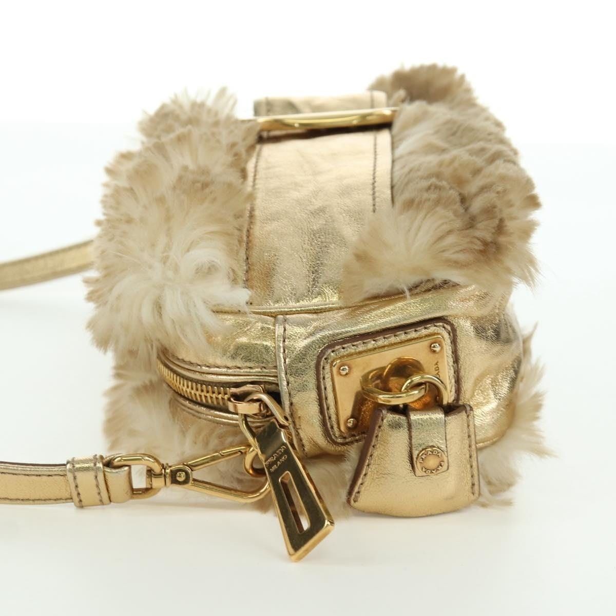Prada Prada Fur Shoulder Bag Beige Size ONE SIZE - 4 Thumbnail