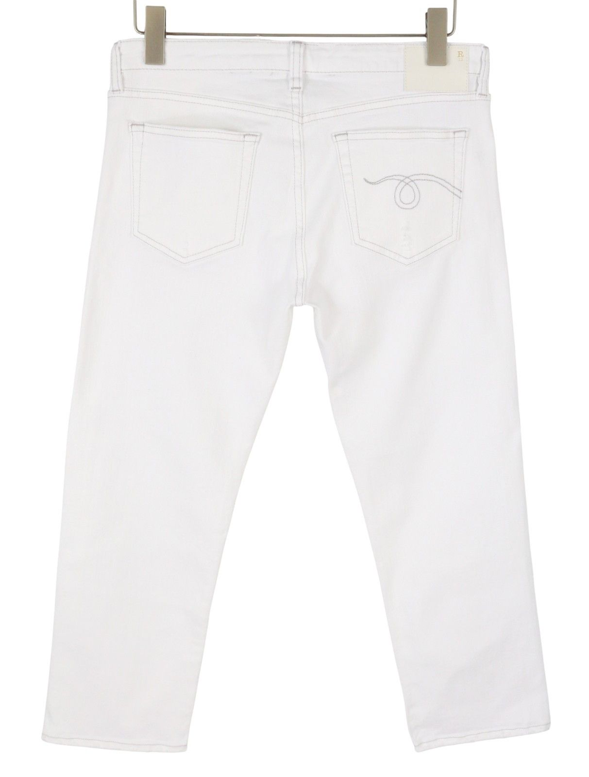 R13 BOY STRAIGHT 30 Bale White Cropped Ankle Zip Jeans 87159 Size 30" / US 8 / IT 44 - 4 Thumbnail