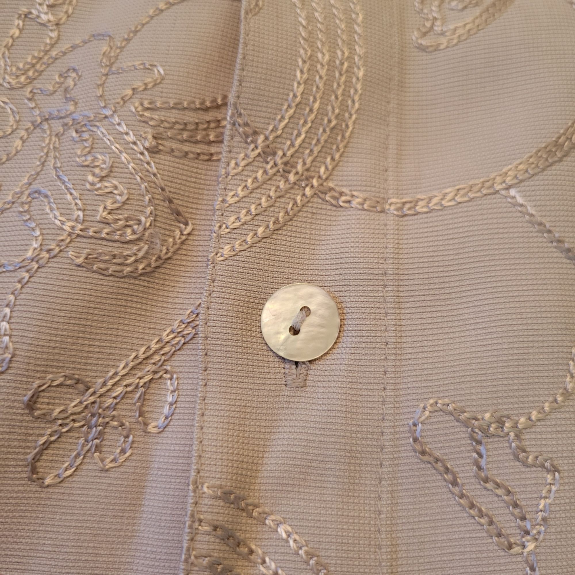 Chicos Chicos Design 3 Beige Embroidered Button Up Silk Blouse Size XL / US 12-14 / IT 48-50 - 7 Thumbnail